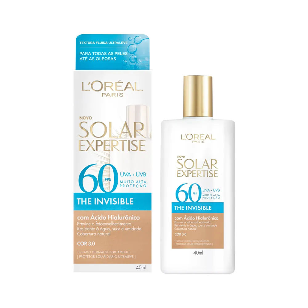 Protetor Solar Facial LOréal Solar Expertise Fluido com Cor 3 0 FPS60 40g