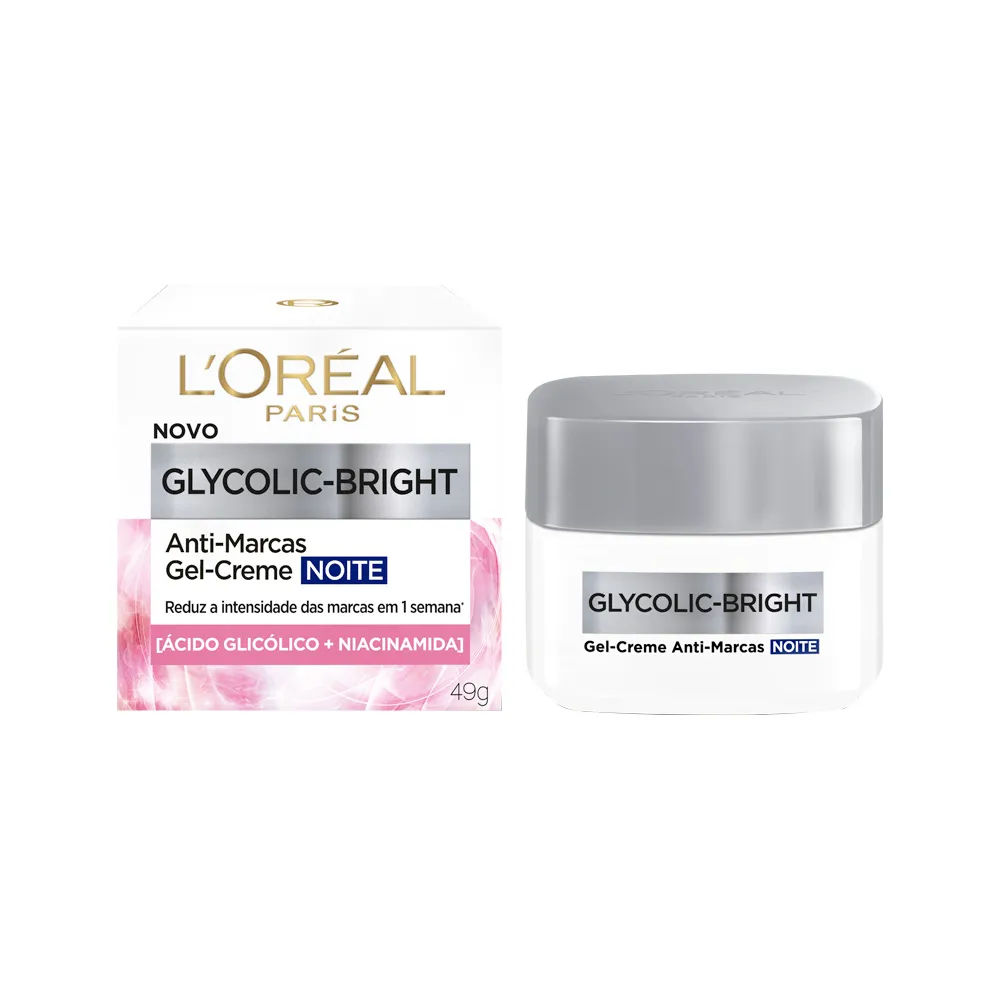 Gel Creme Facial LOréal Glycolic-Bright Noite 49g