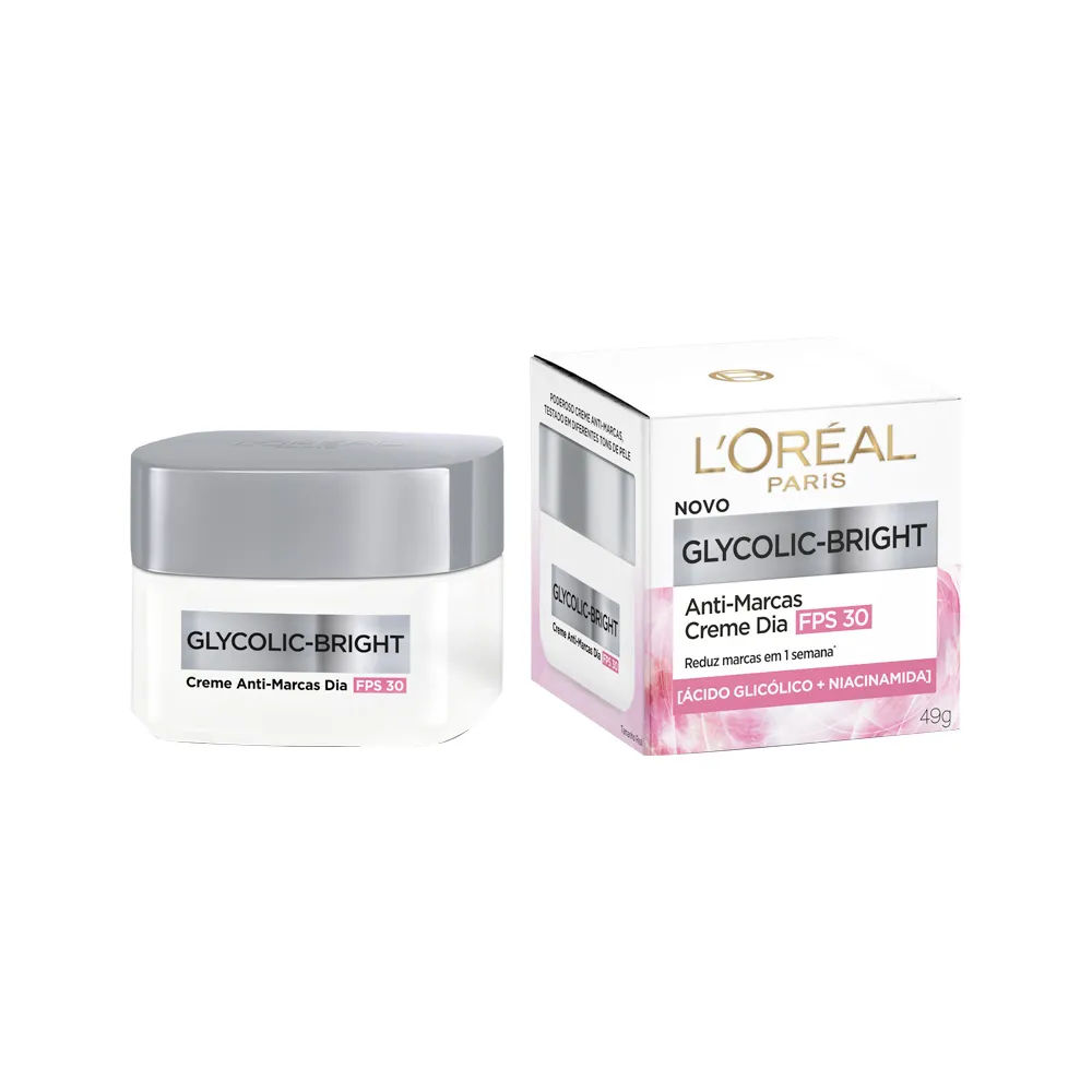 Creme Facial LOréal Glycolic-Bright FPS30 49g