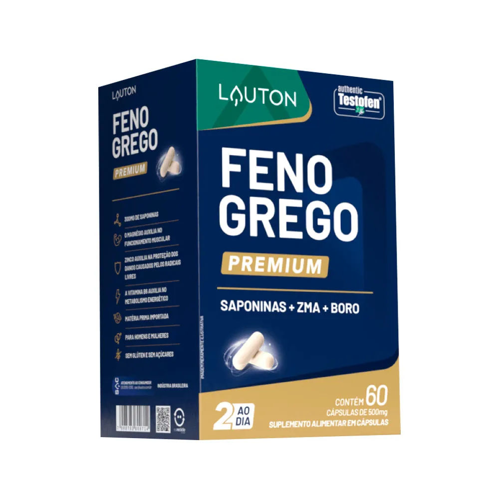 Feno Grego Premium 500mg Lauton Com 60 Capsulas