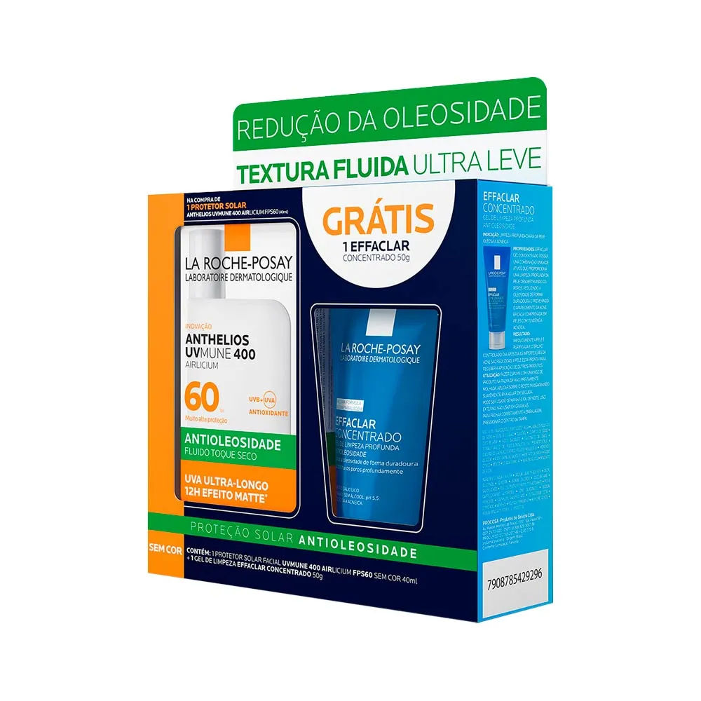 Kit La Roche-posay Protetor Solar Facial Anthelios Uvmune 400 Airlicium  Fps60 40ml + Gel De Limpeza Effaclar Concentrado 50g Especial