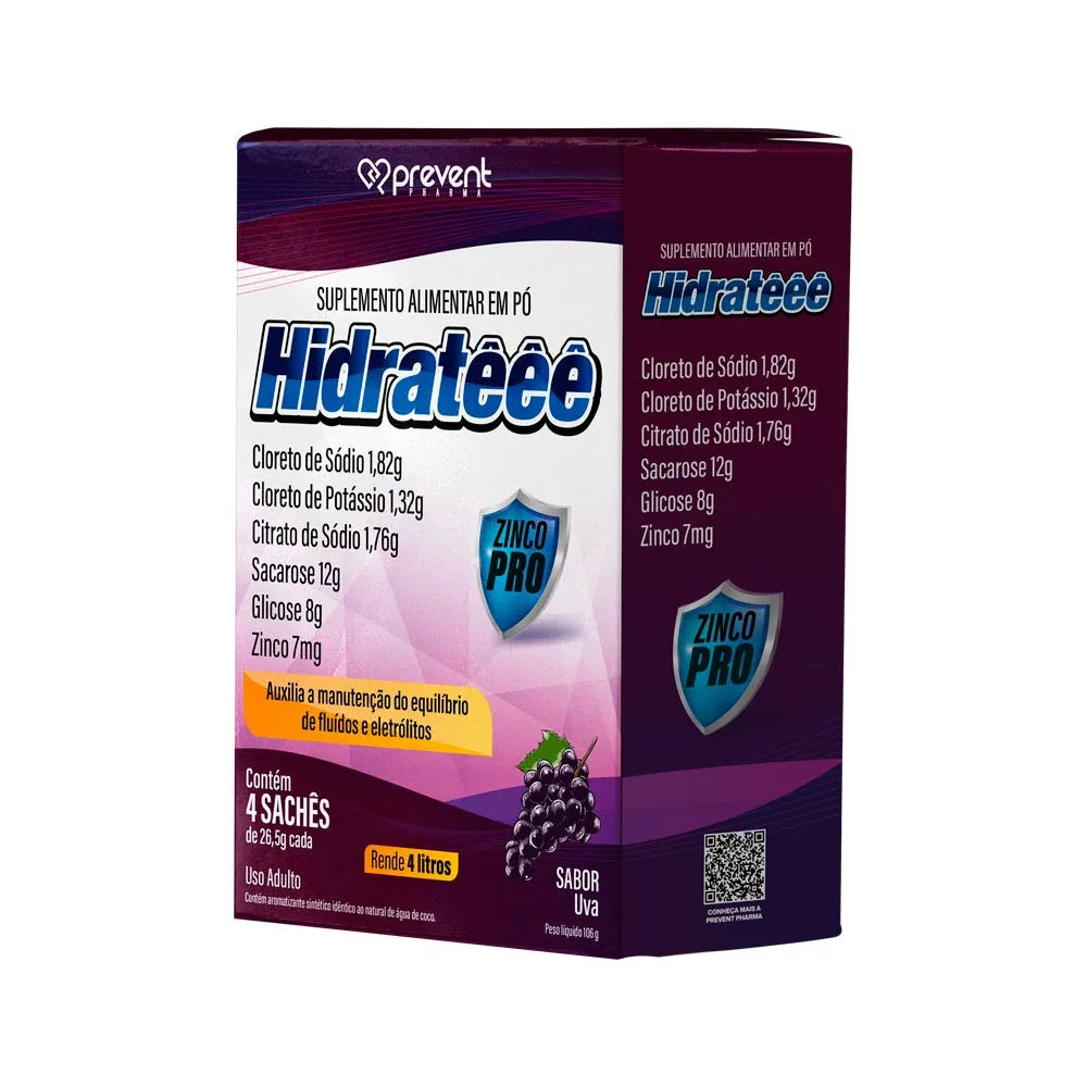 Hidrateee Com 4x26,5g Saches Uva