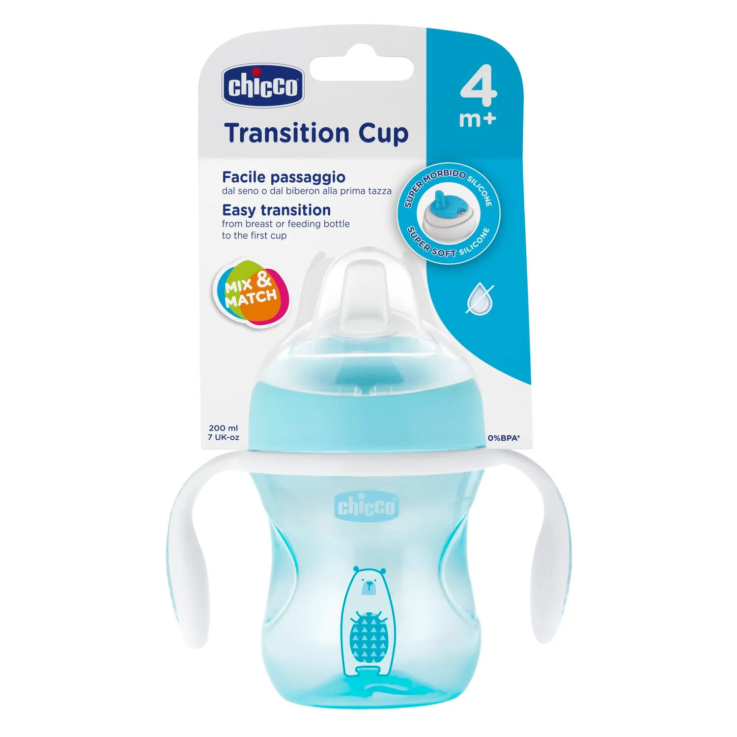 Copo De Transicao Chicco 200ml 4m+ Azul