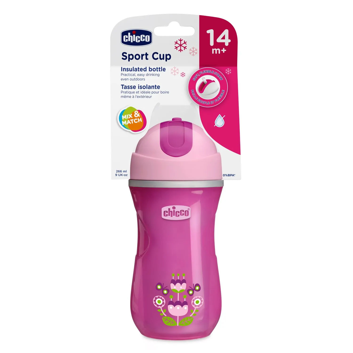 Copo Sport Cup Chicco 266ml 14m+ Rosa