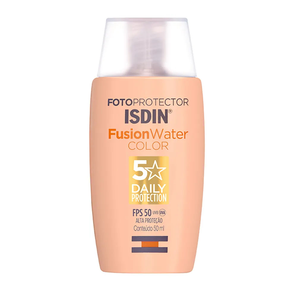 Protetor Solar Facial Isdin Fusion Water Color FPS 50 Médio 50ml