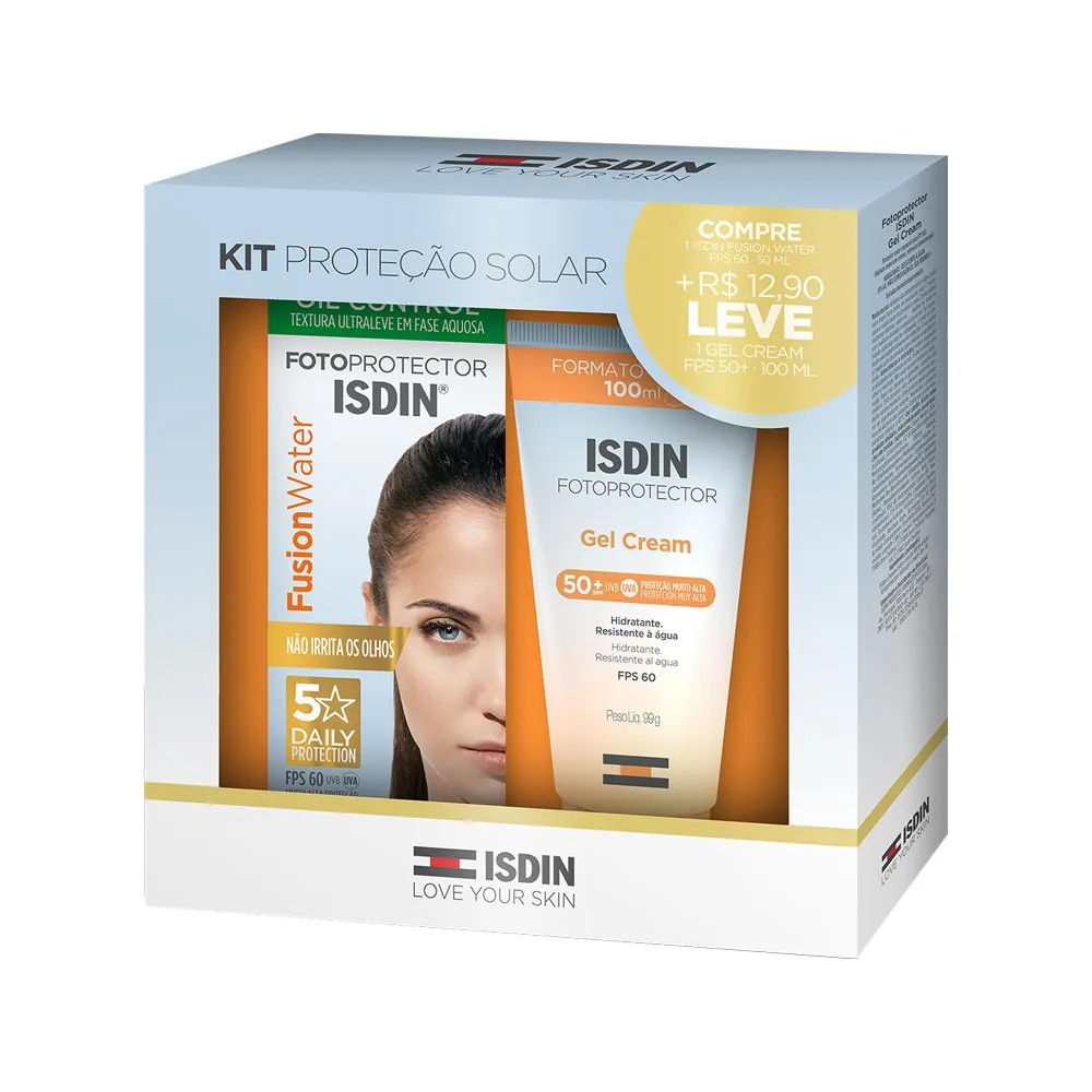 Kit Protecao Isdin Fotoprotetor Fusion Water Fps 60 + Gel Cream Fps 50  99gr Promocional