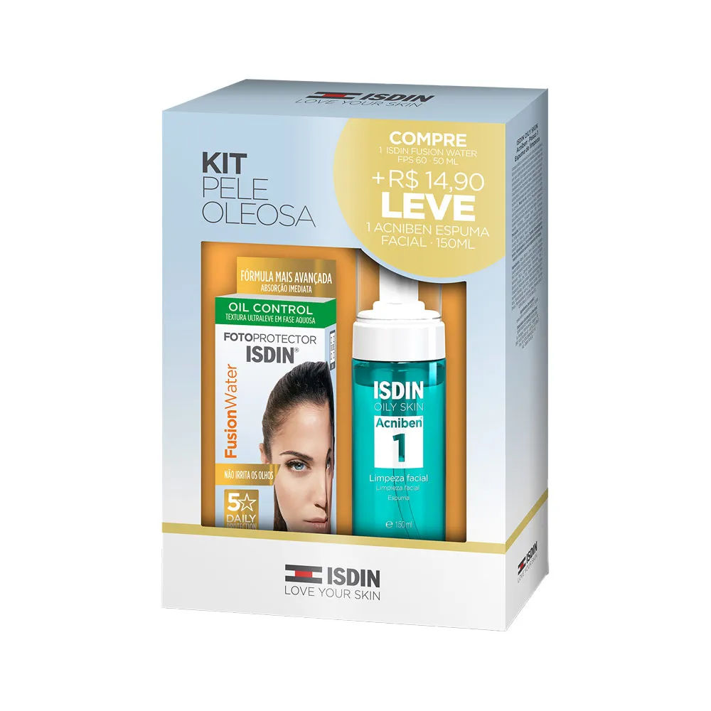 Kit Facial Isdin Protetor Solar Fusion Water Fps 60 50ml + Espuma De  Limpeza Oily Skin Acniben 1 150ml Promocional
