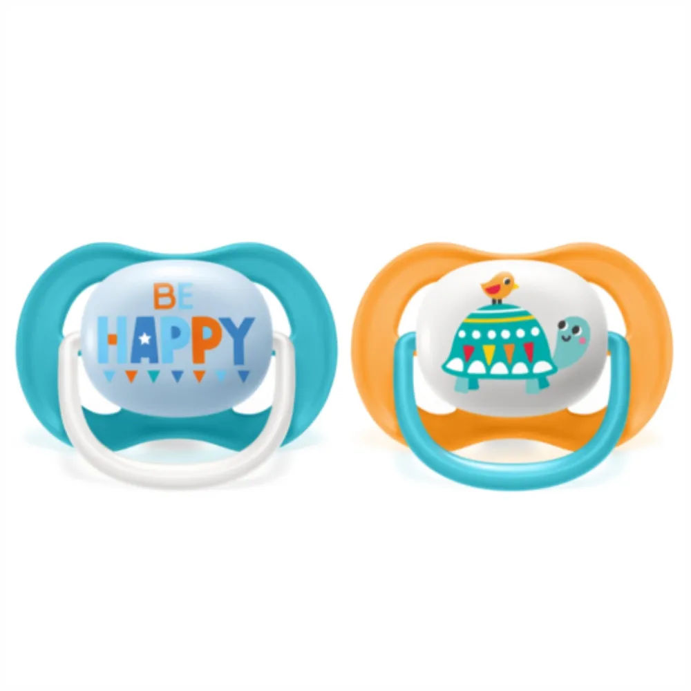 Chupeta Dupla Avent 6-18M SCF080/21 Ultra Air Azul e Laranja