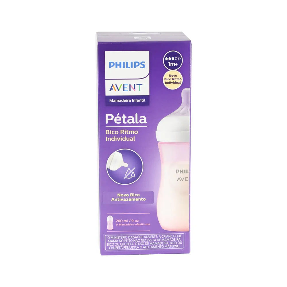 Mamadeira Avent Petala 260ml Rosa 1m+