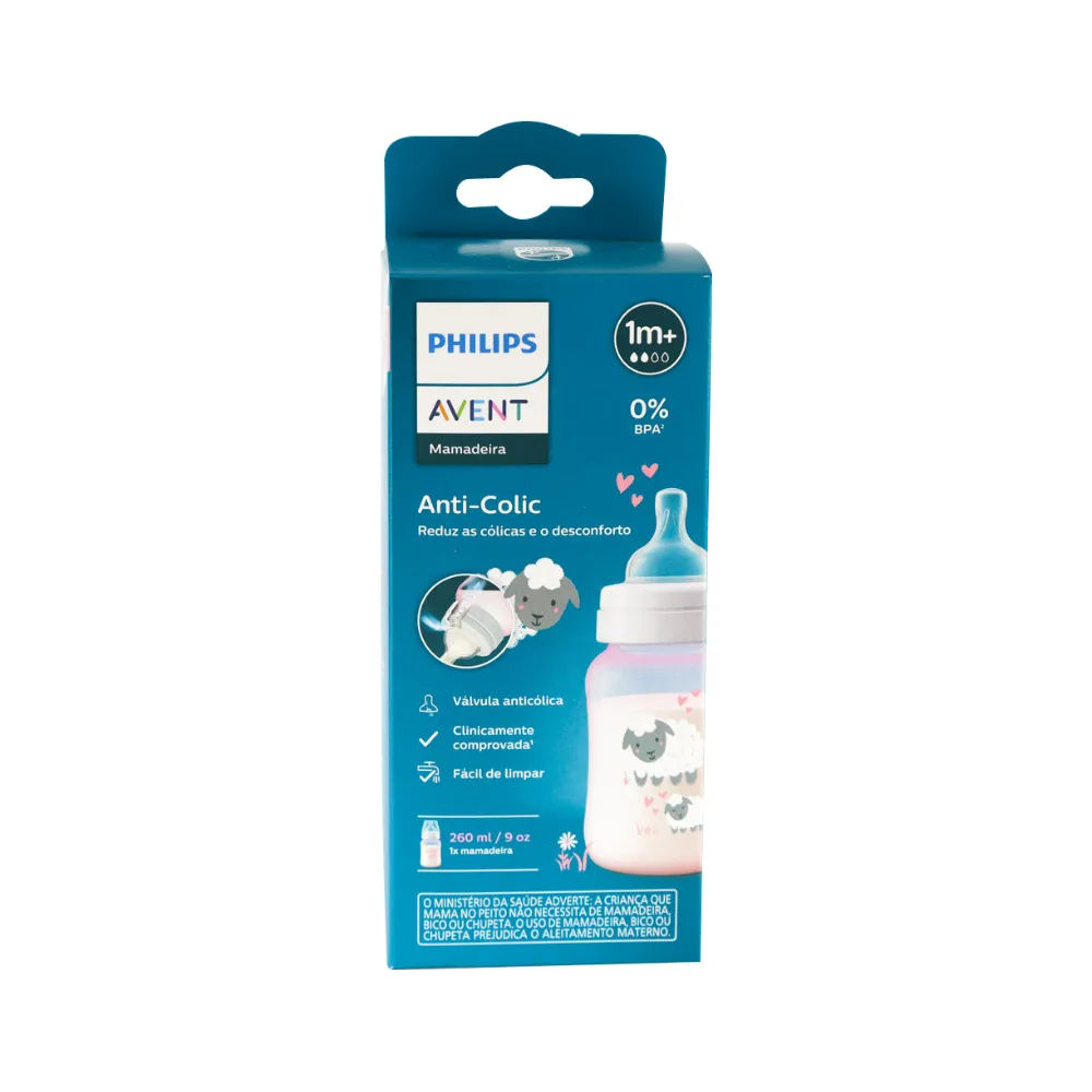 Mamadeira Avent Anti-colic 260ml Ovelha Rosa 1m+