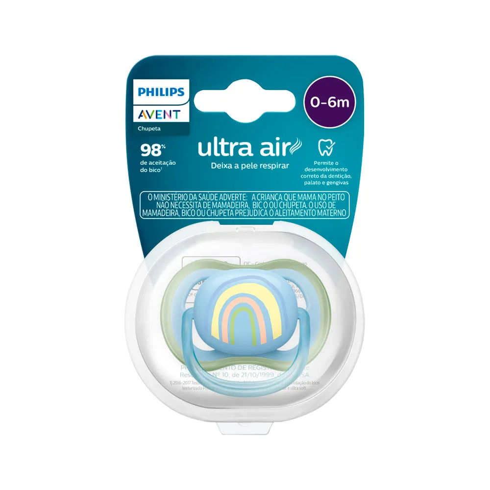 Chupeta Avent 0-6M SCF086/03 Ultra Air Decorada Azul