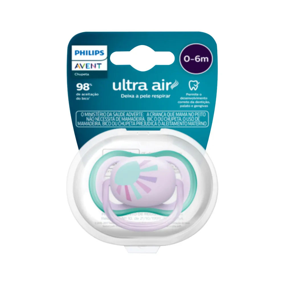 Chupeta Avent 0-6M SCF086/04 Ultra Air Decorada Rosa
