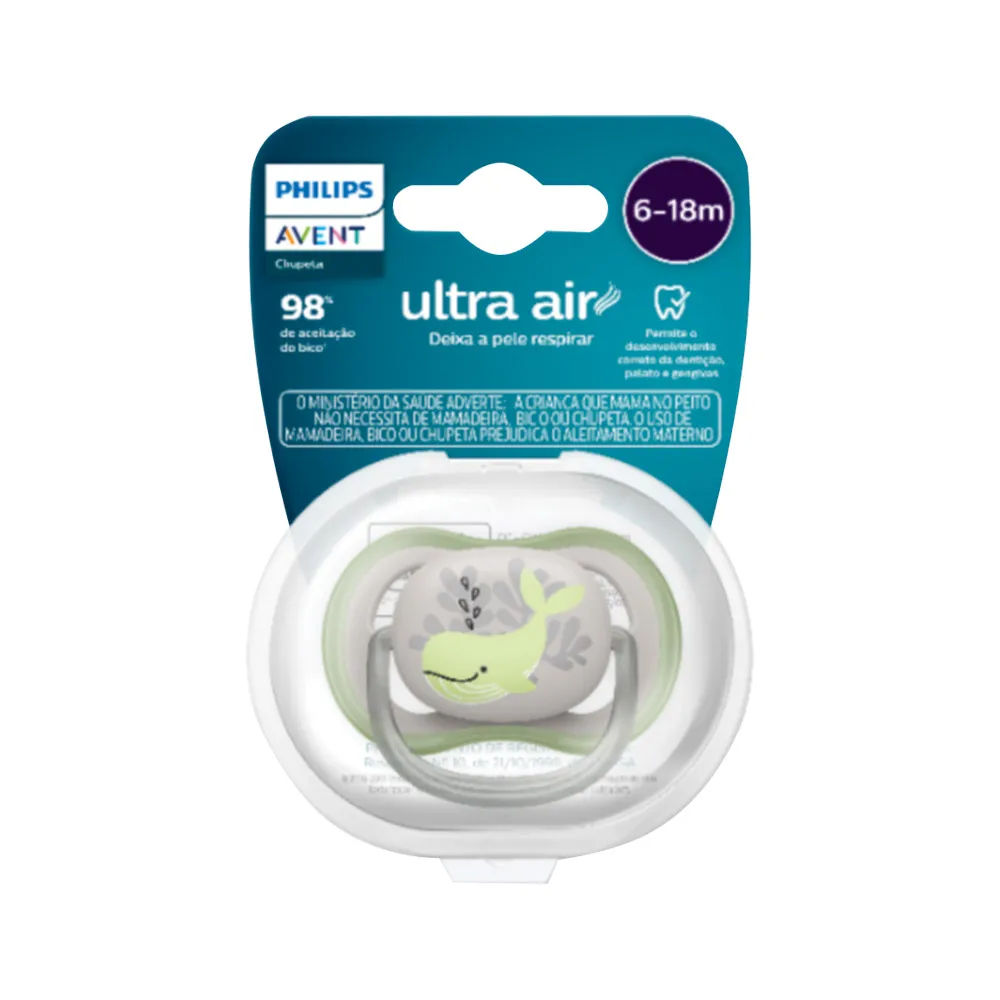 Chupeta Avent 6-18M SCF086/05 Ultra Air Decorada Verde