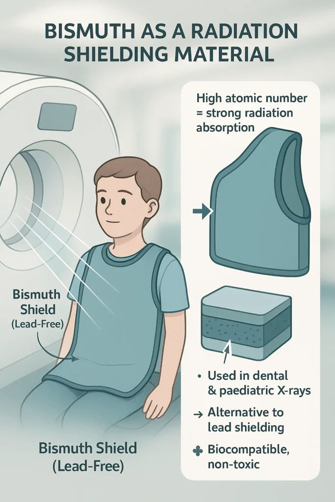 child wearign a bismuth made which acts as radiation shielding material in medical imaging.