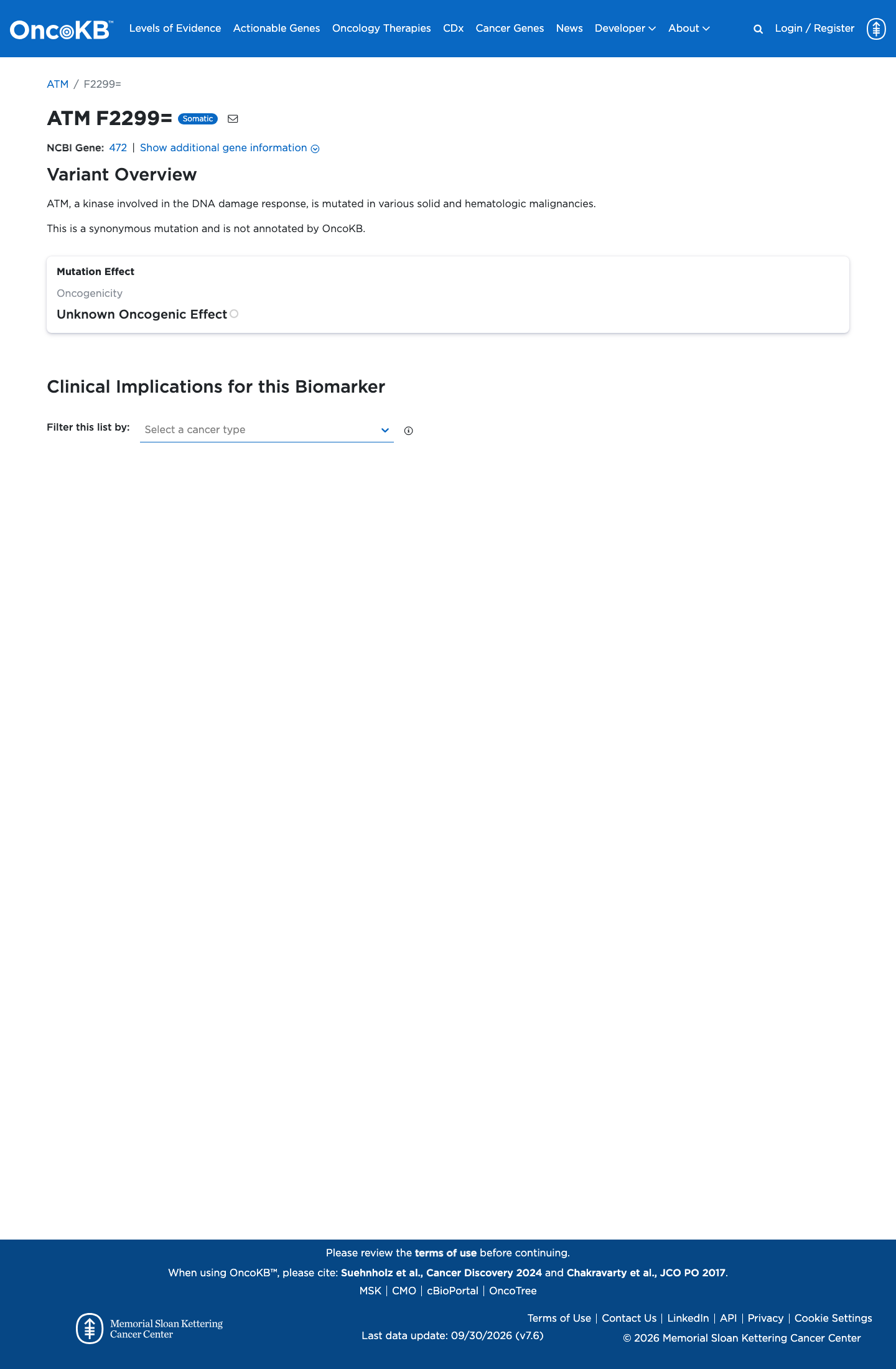 Functional / OncoKB screenshot