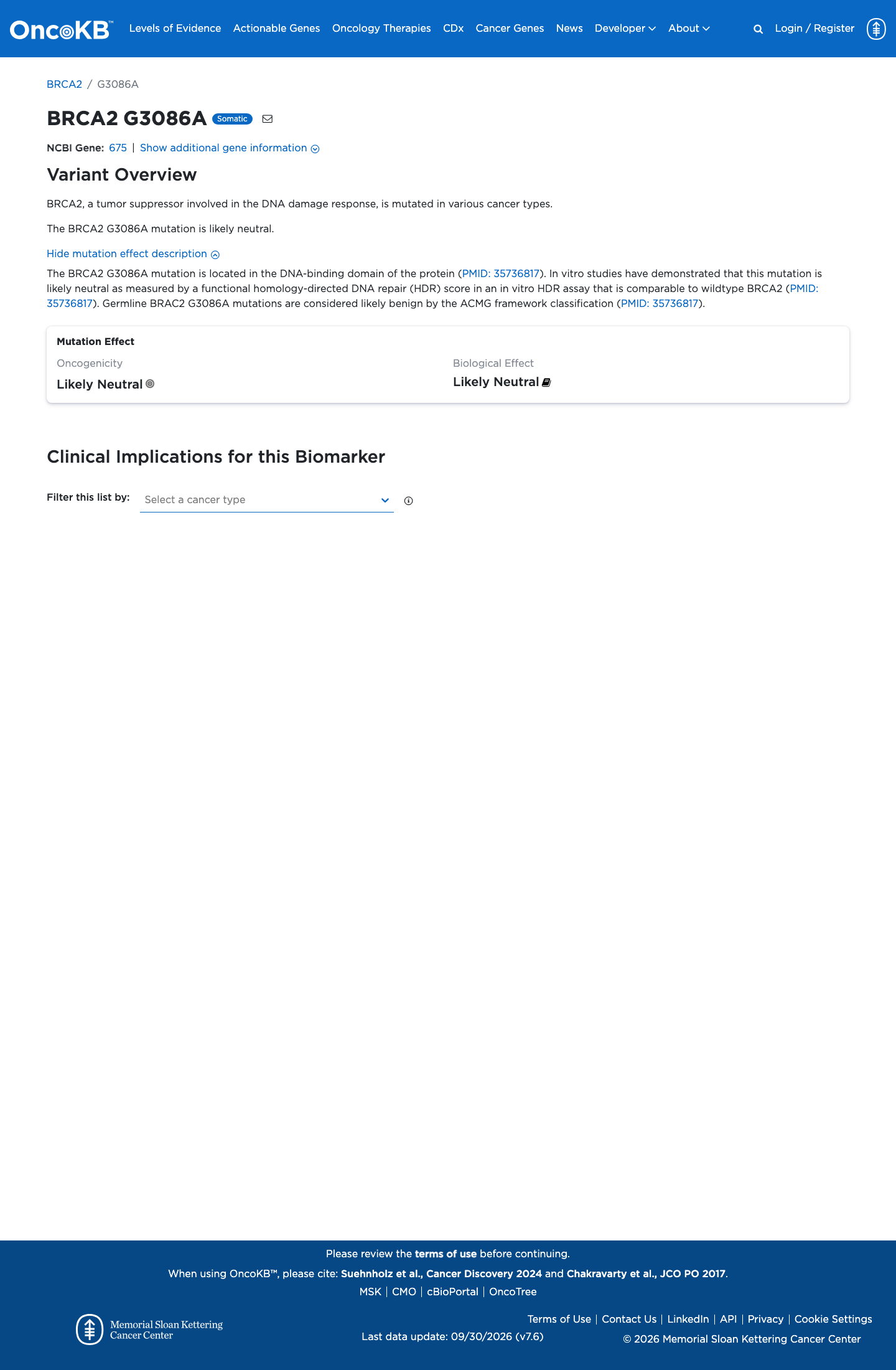 Functional / OncoKB screenshot