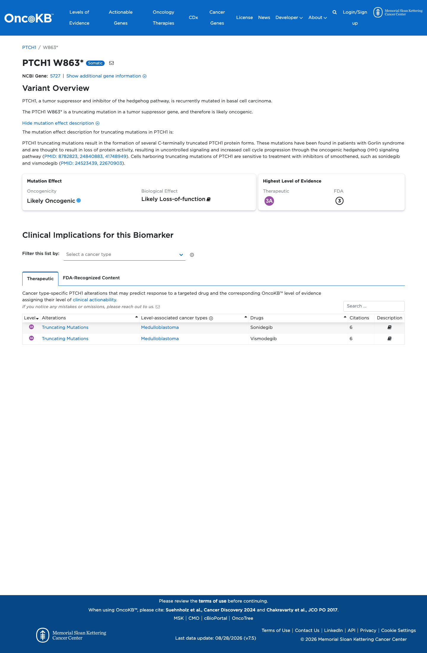 Functional / OncoKB screenshot