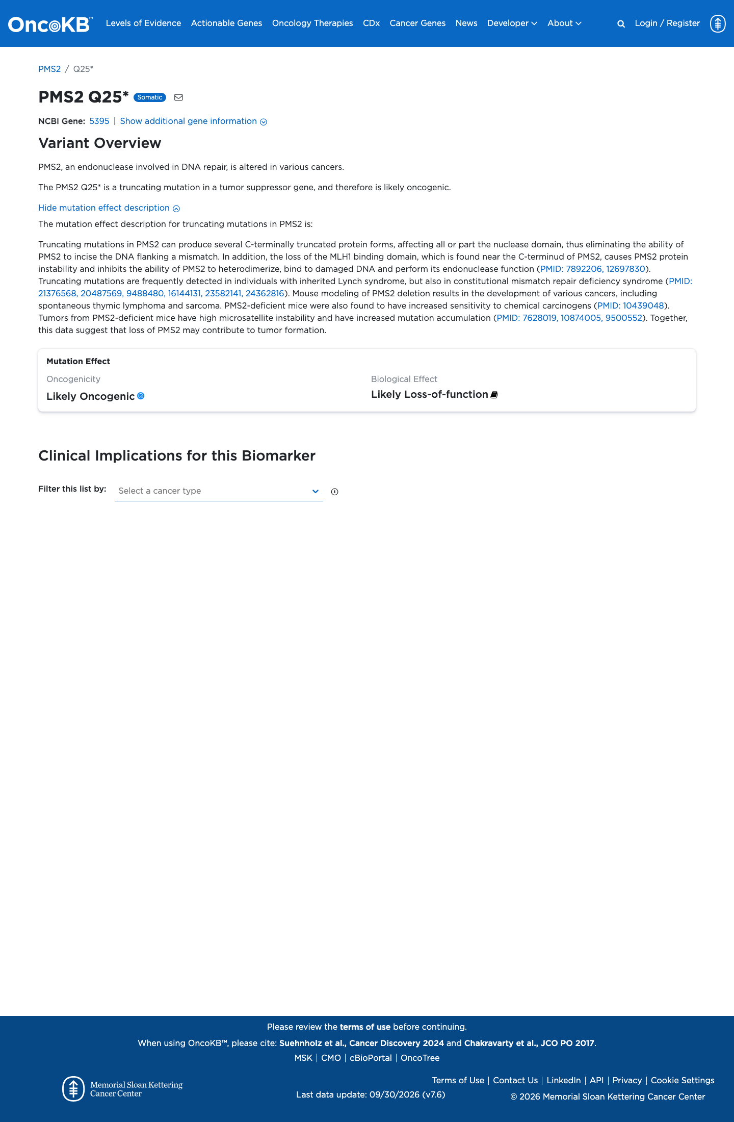 Functional / OncoKB screenshot