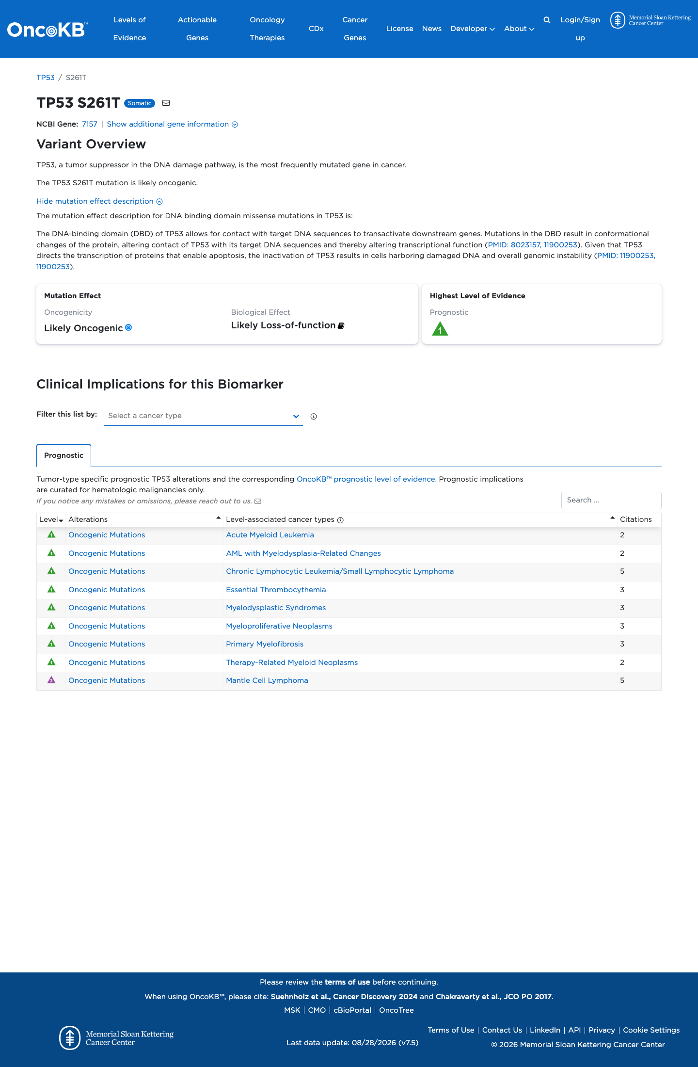Functional / OncoKB screenshot