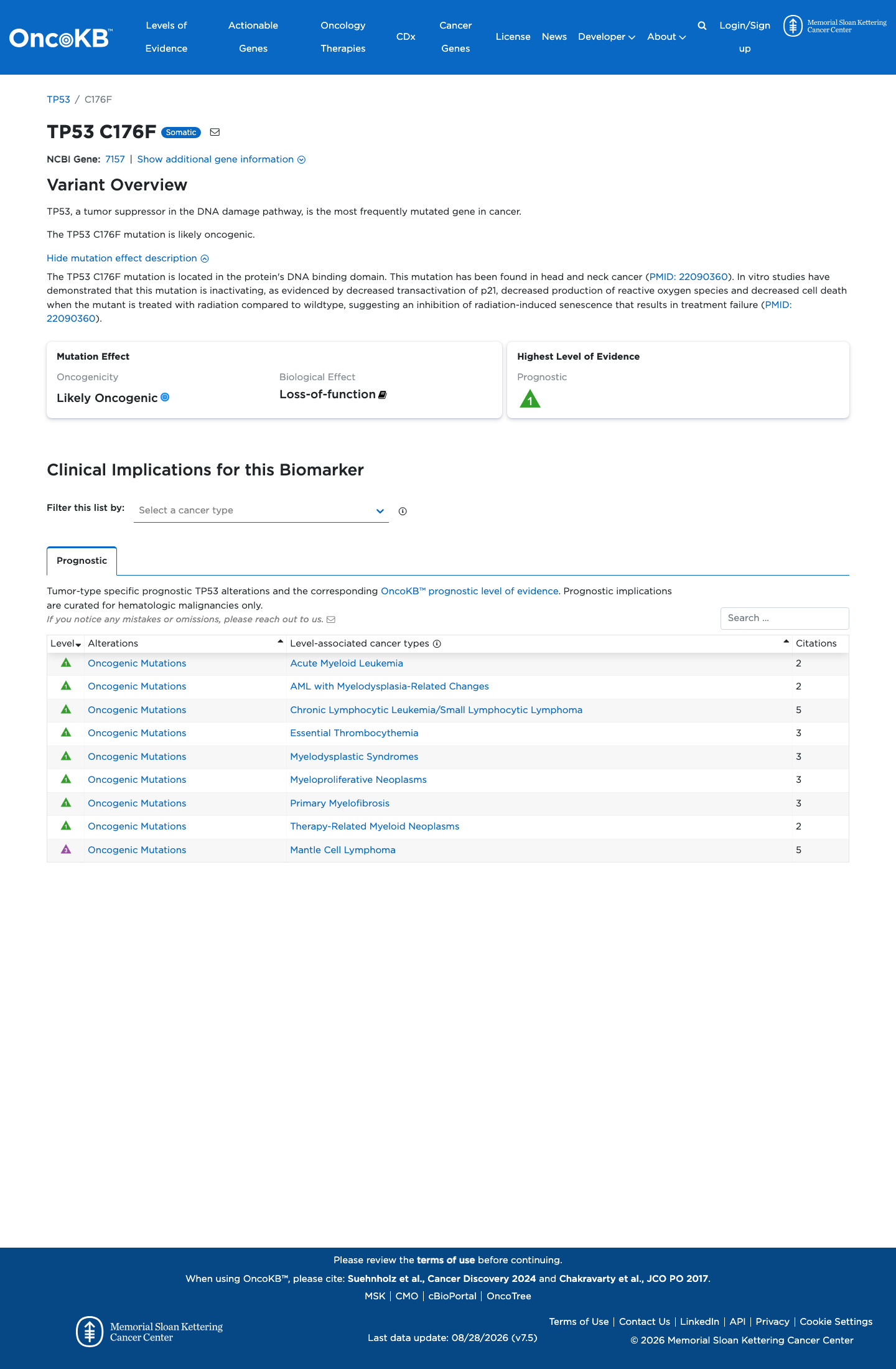Functional / OncoKB screenshot