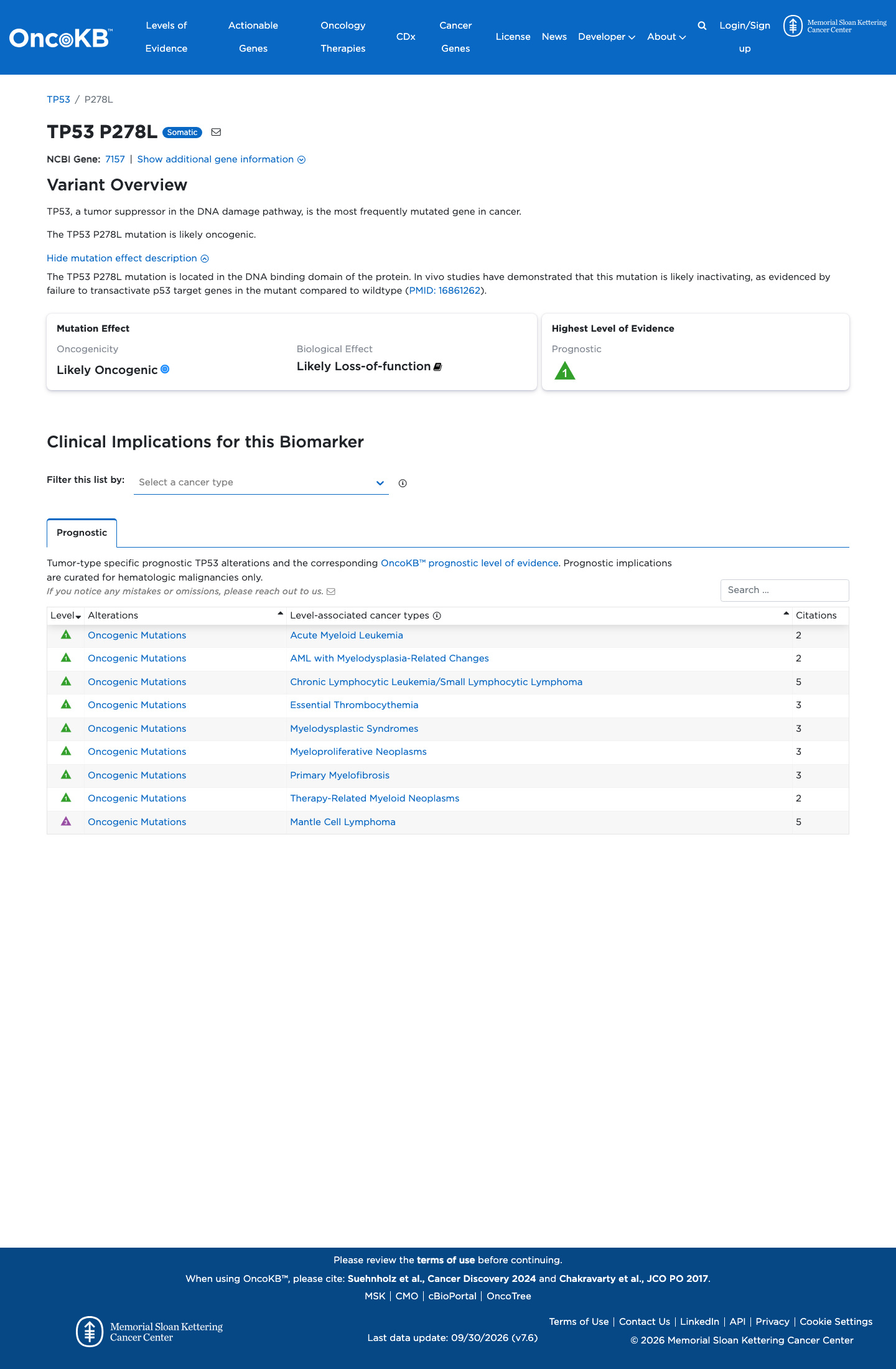 Functional / OncoKB screenshot