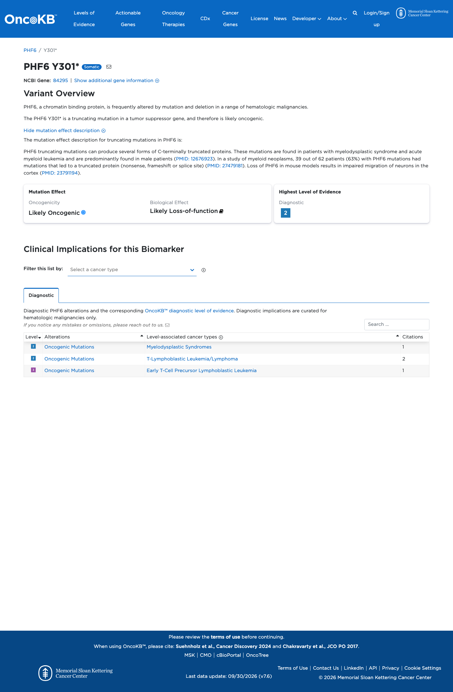 Functional / OncoKB screenshot