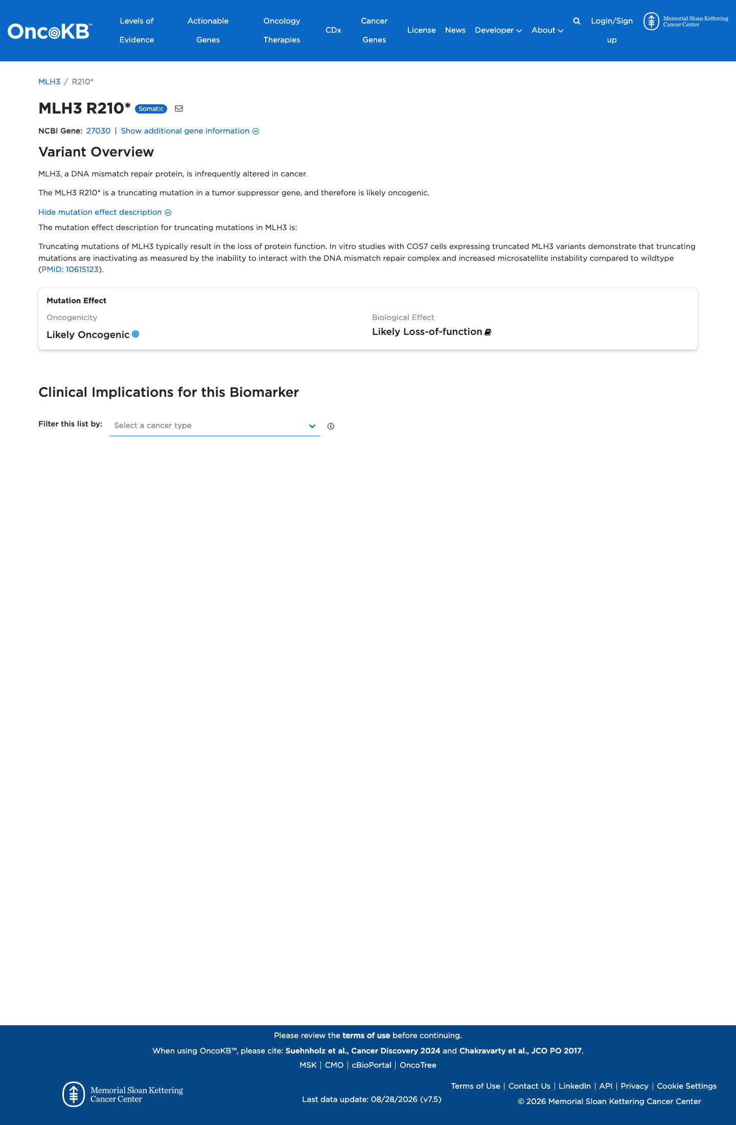 Functional / OncoKB screenshot