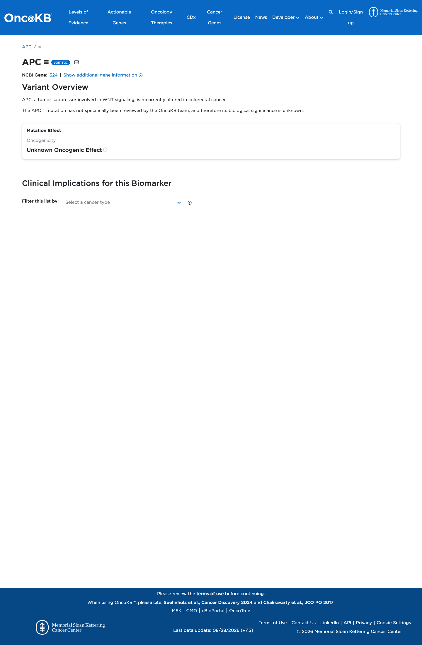 Functional / OncoKB screenshot