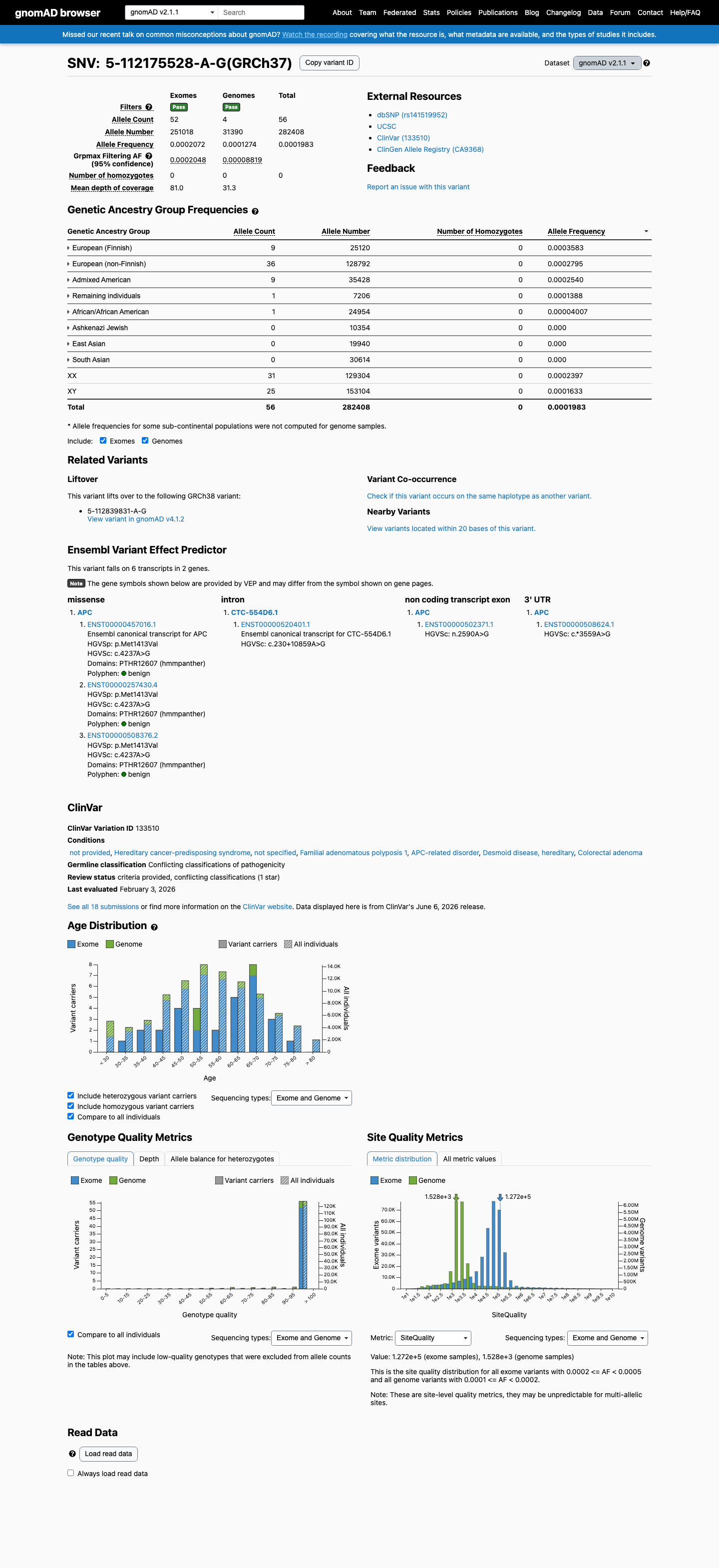 gnomAD v2.1 screenshot