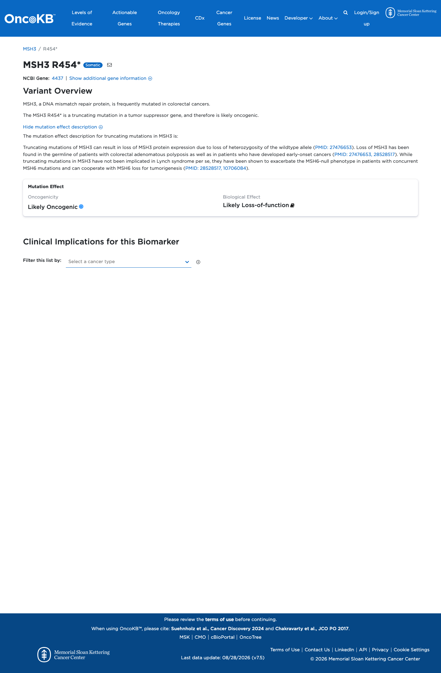 Functional / OncoKB screenshot