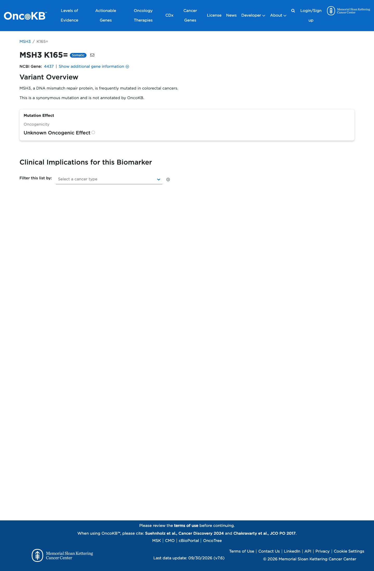 Functional / OncoKB screenshot