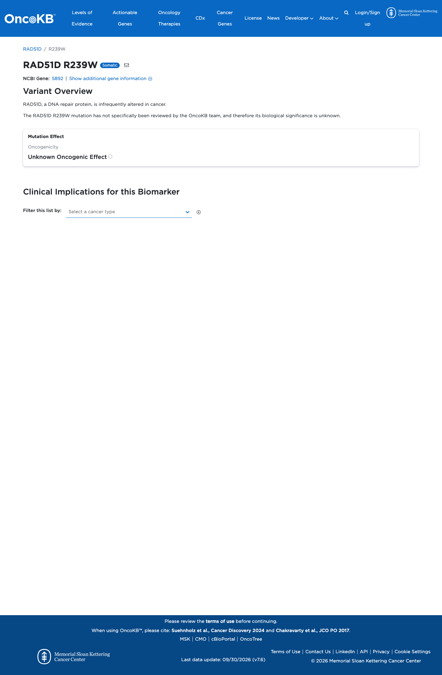 Functional / OncoKB screenshot