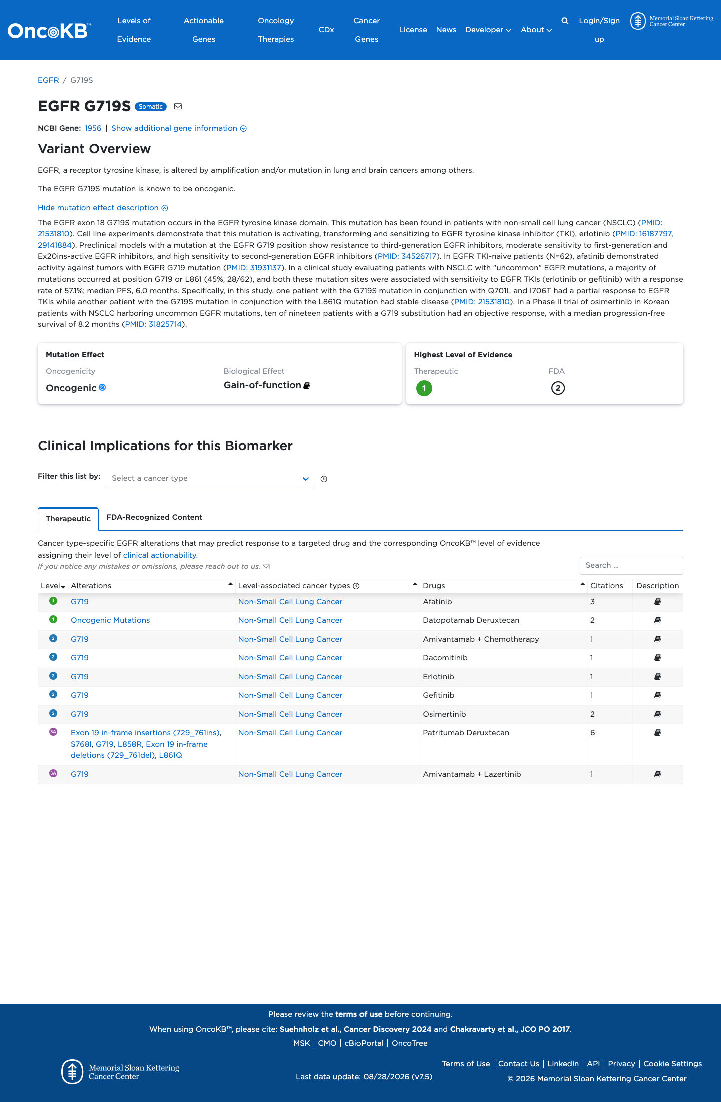 Functional / OncoKB screenshot