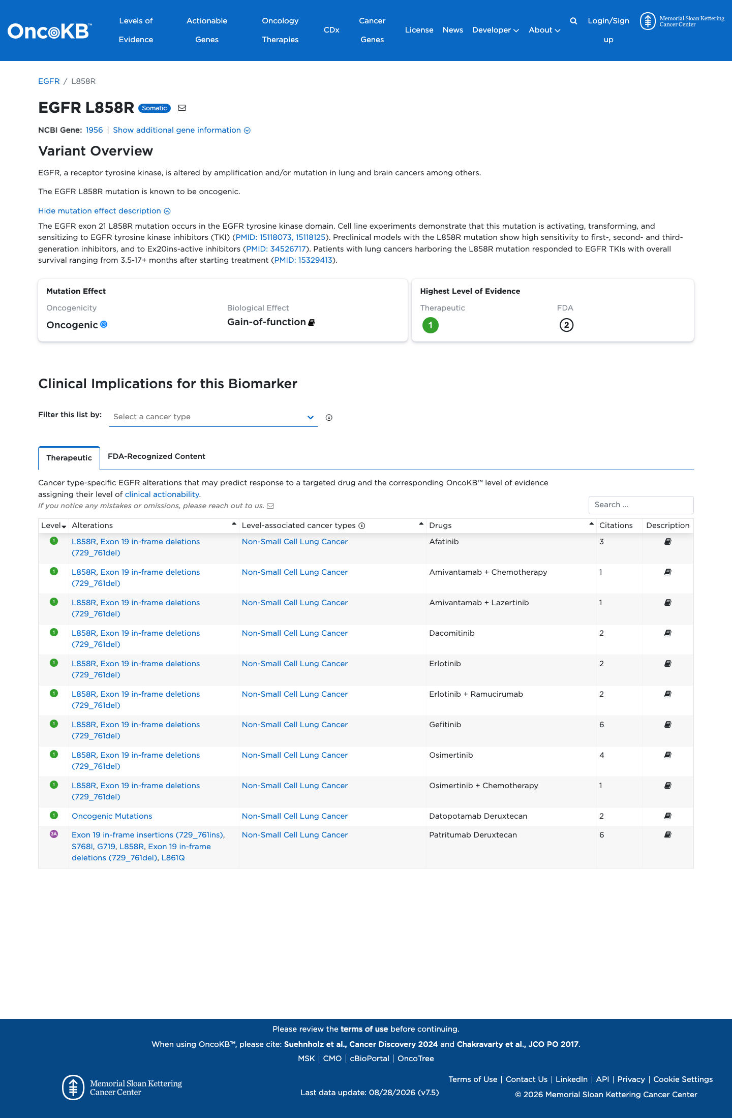 Functional / OncoKB screenshot