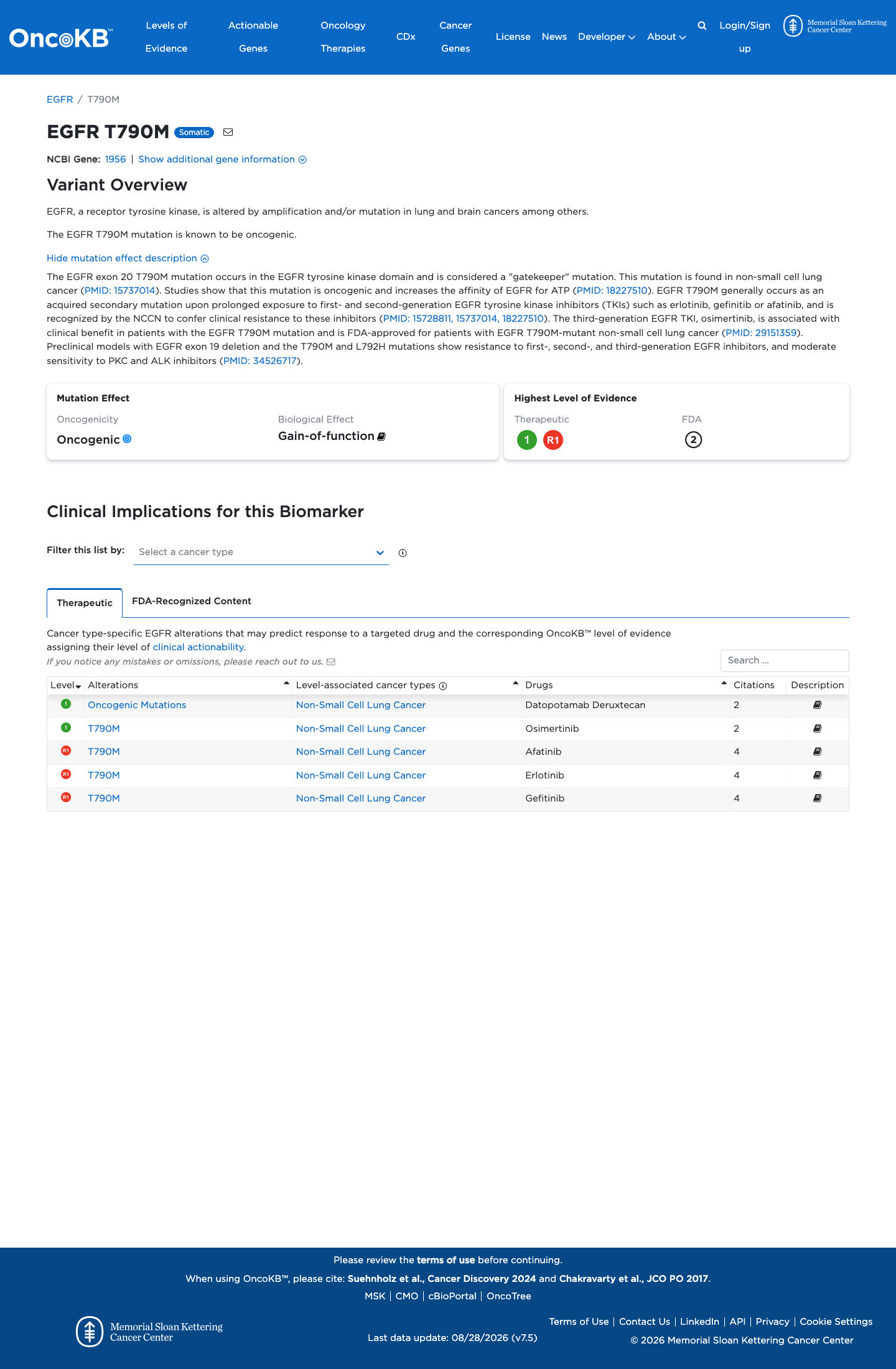Functional / OncoKB screenshot