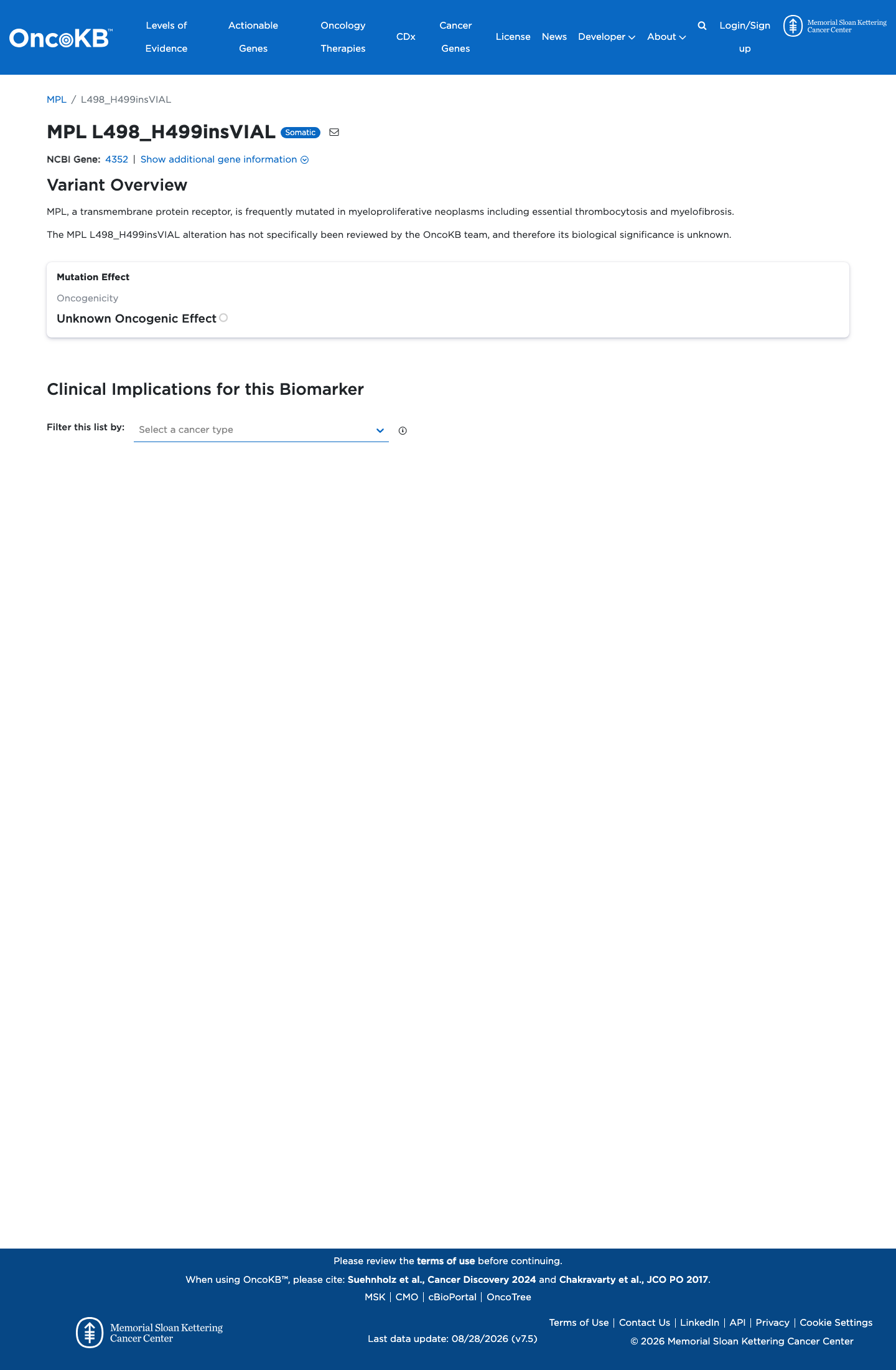 Functional / OncoKB screenshot