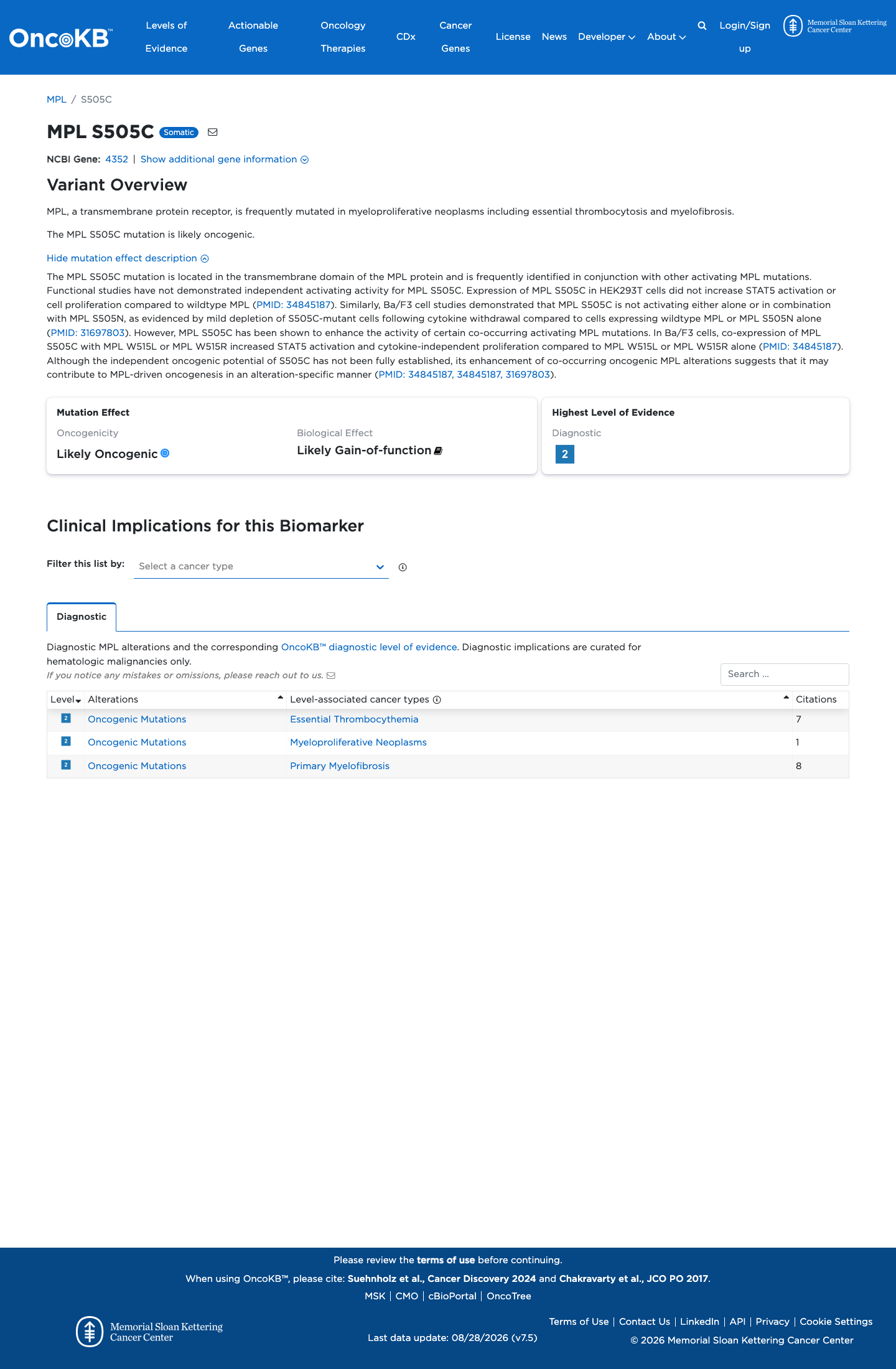 Functional / OncoKB screenshot