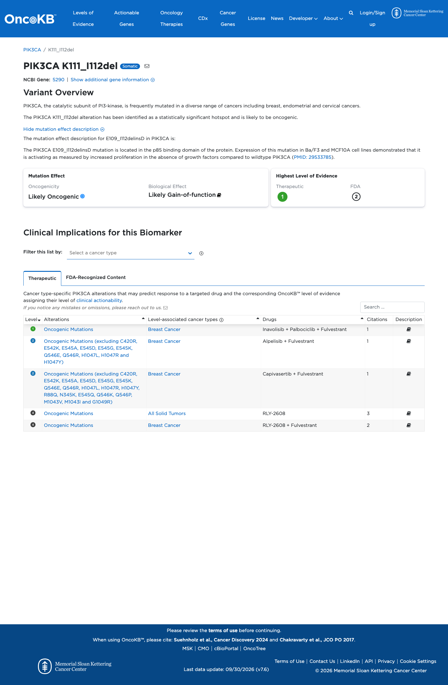 Functional / OncoKB screenshot