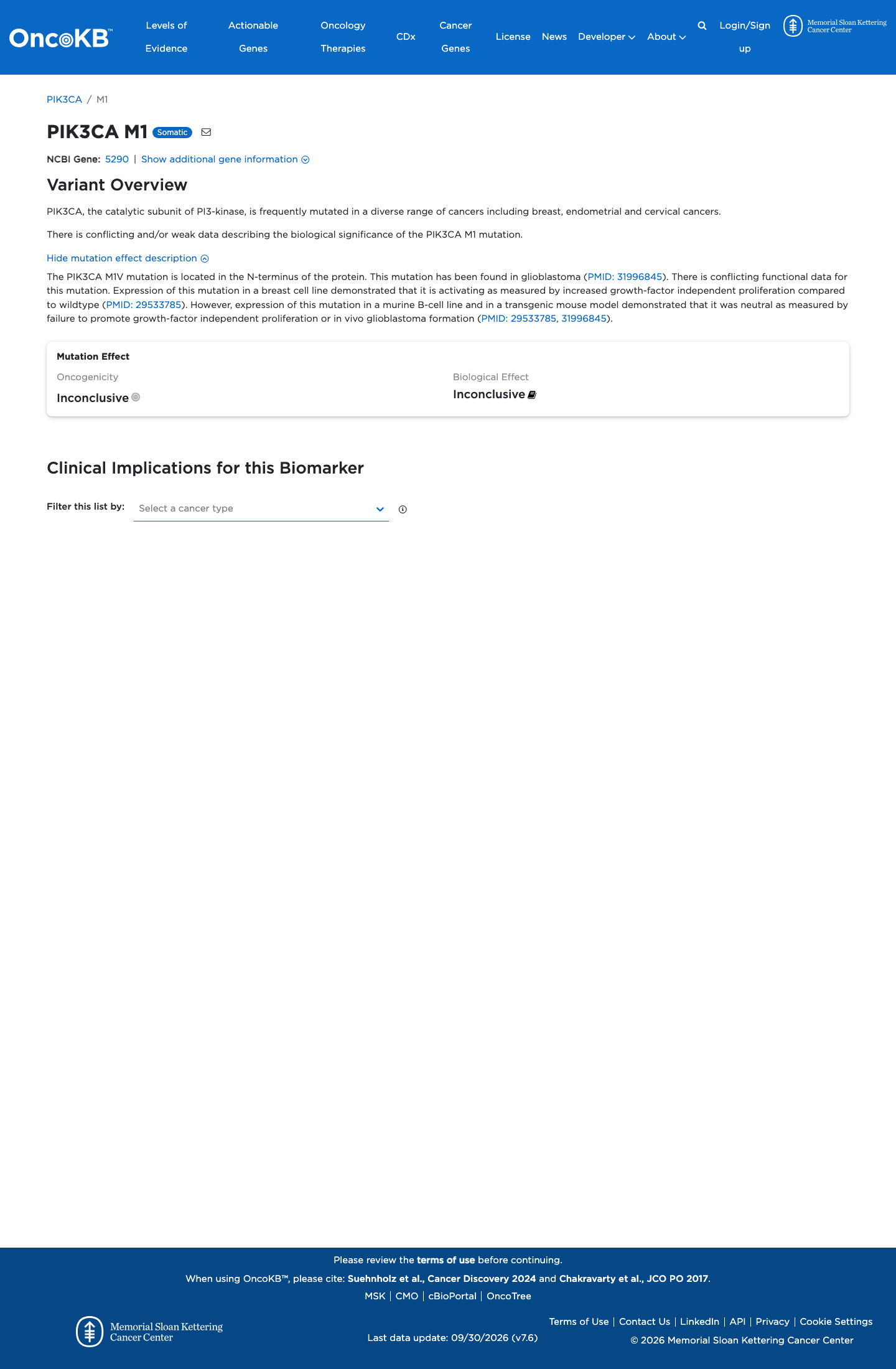Functional / OncoKB screenshot