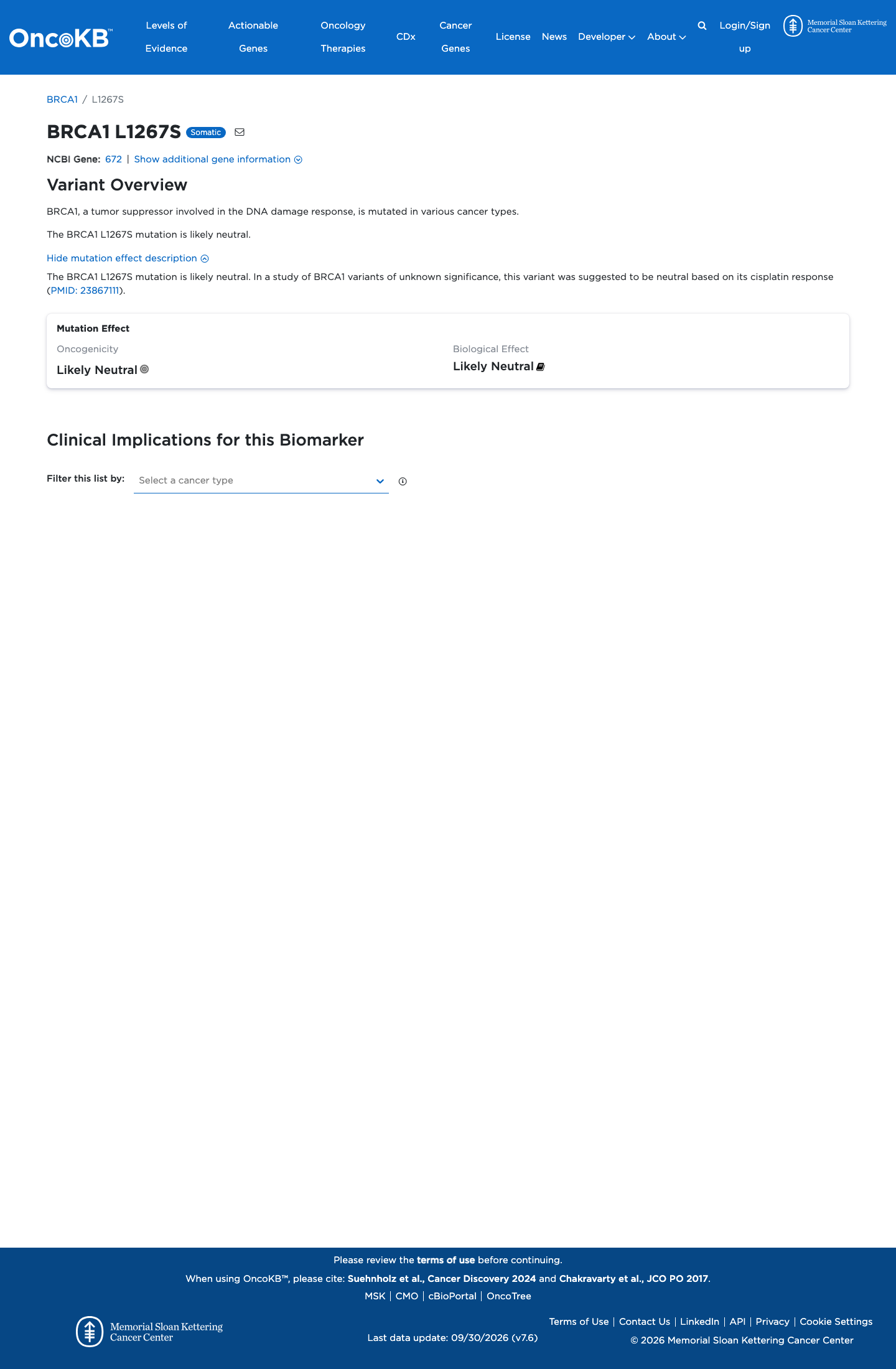 Functional / OncoKB screenshot