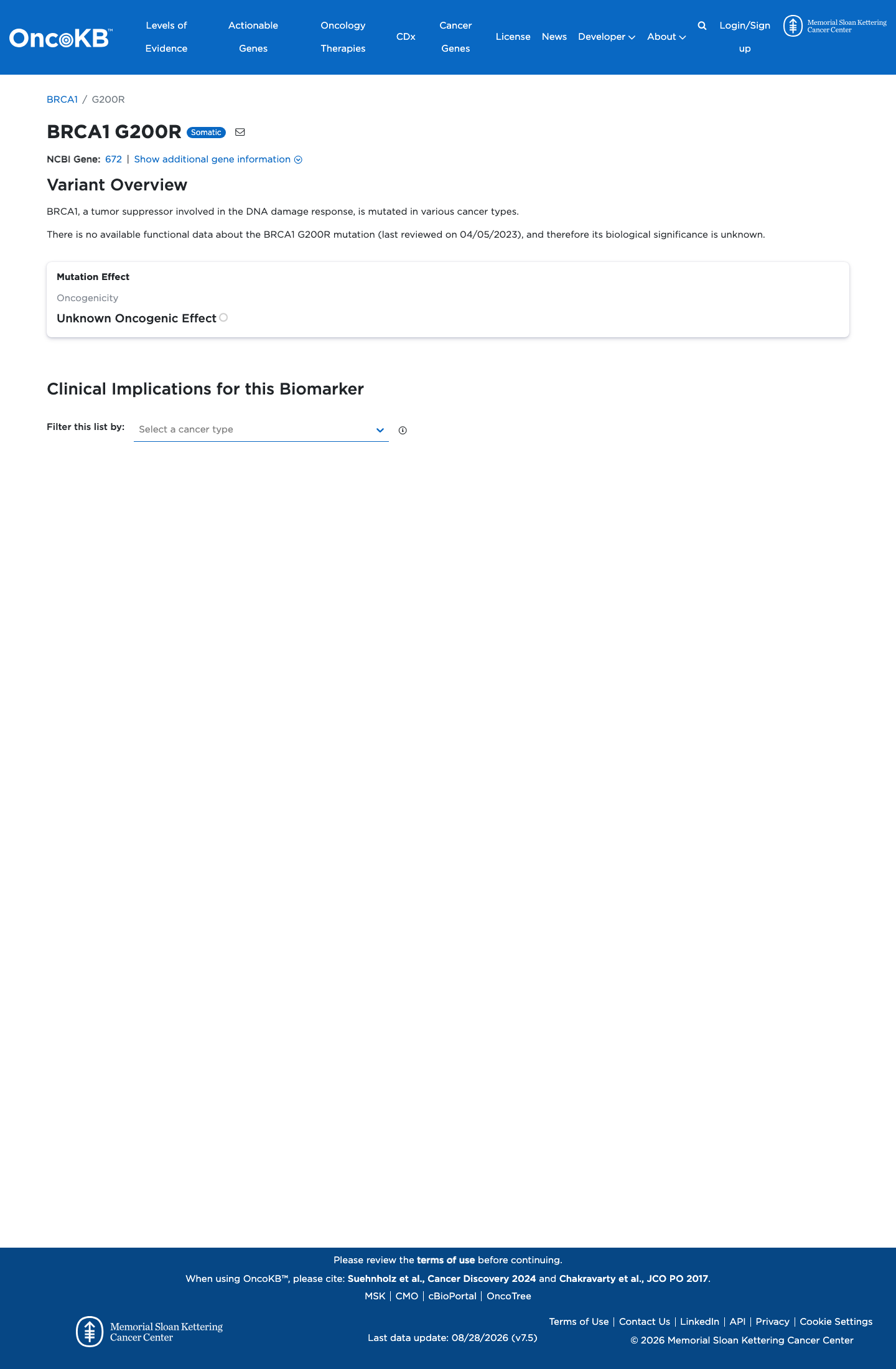 Functional / OncoKB screenshot