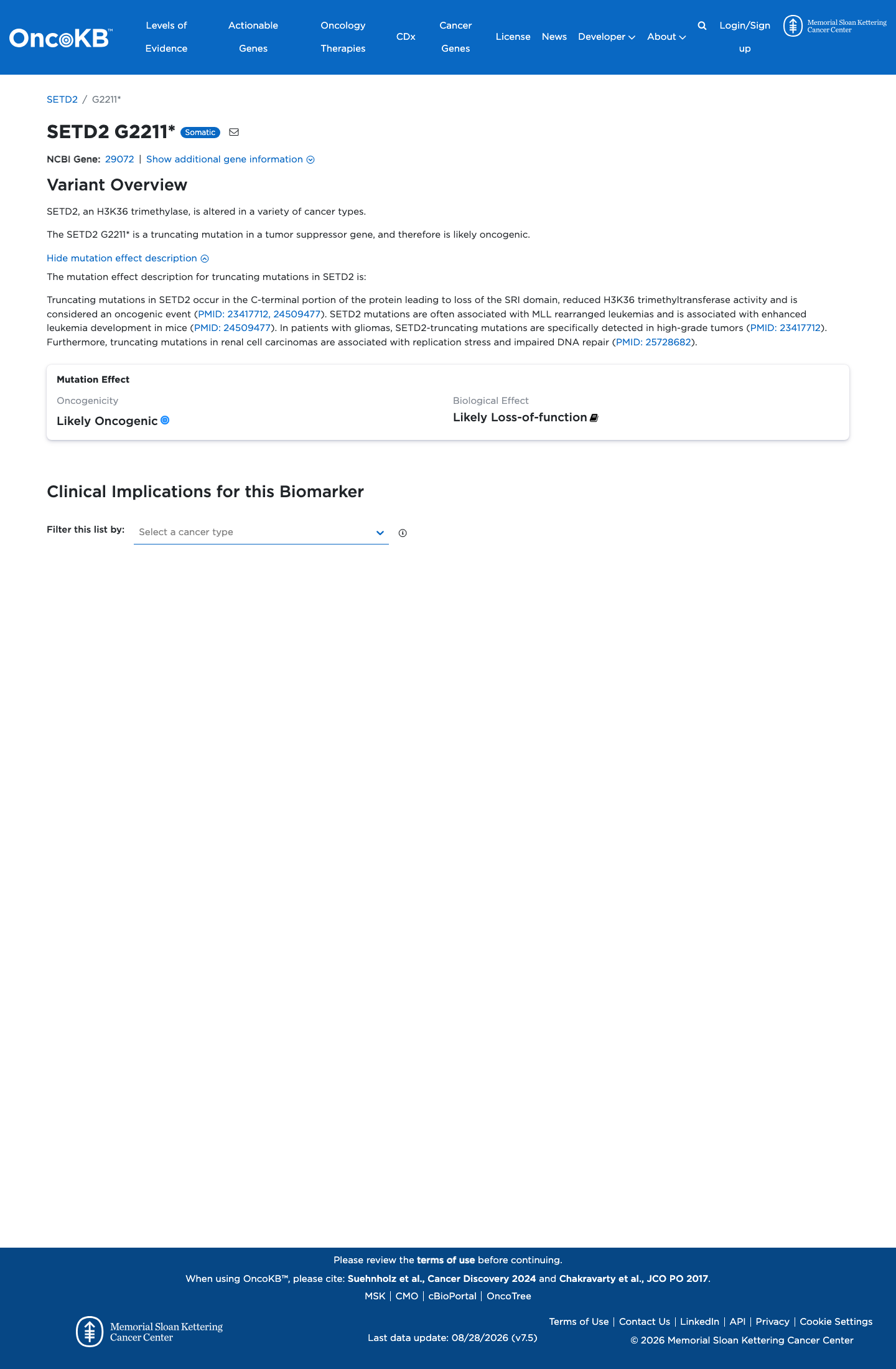 Functional / OncoKB screenshot