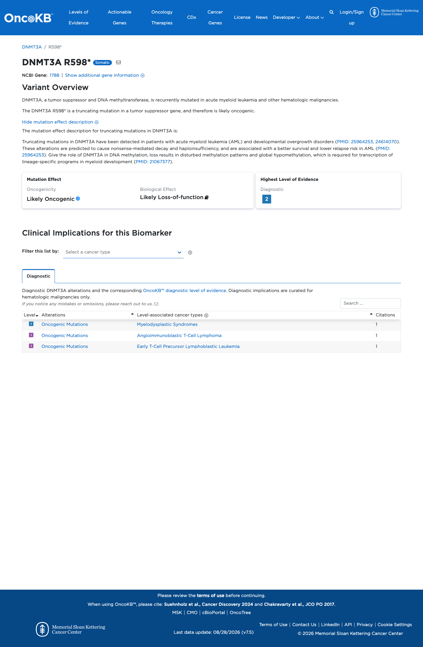 Functional / OncoKB screenshot