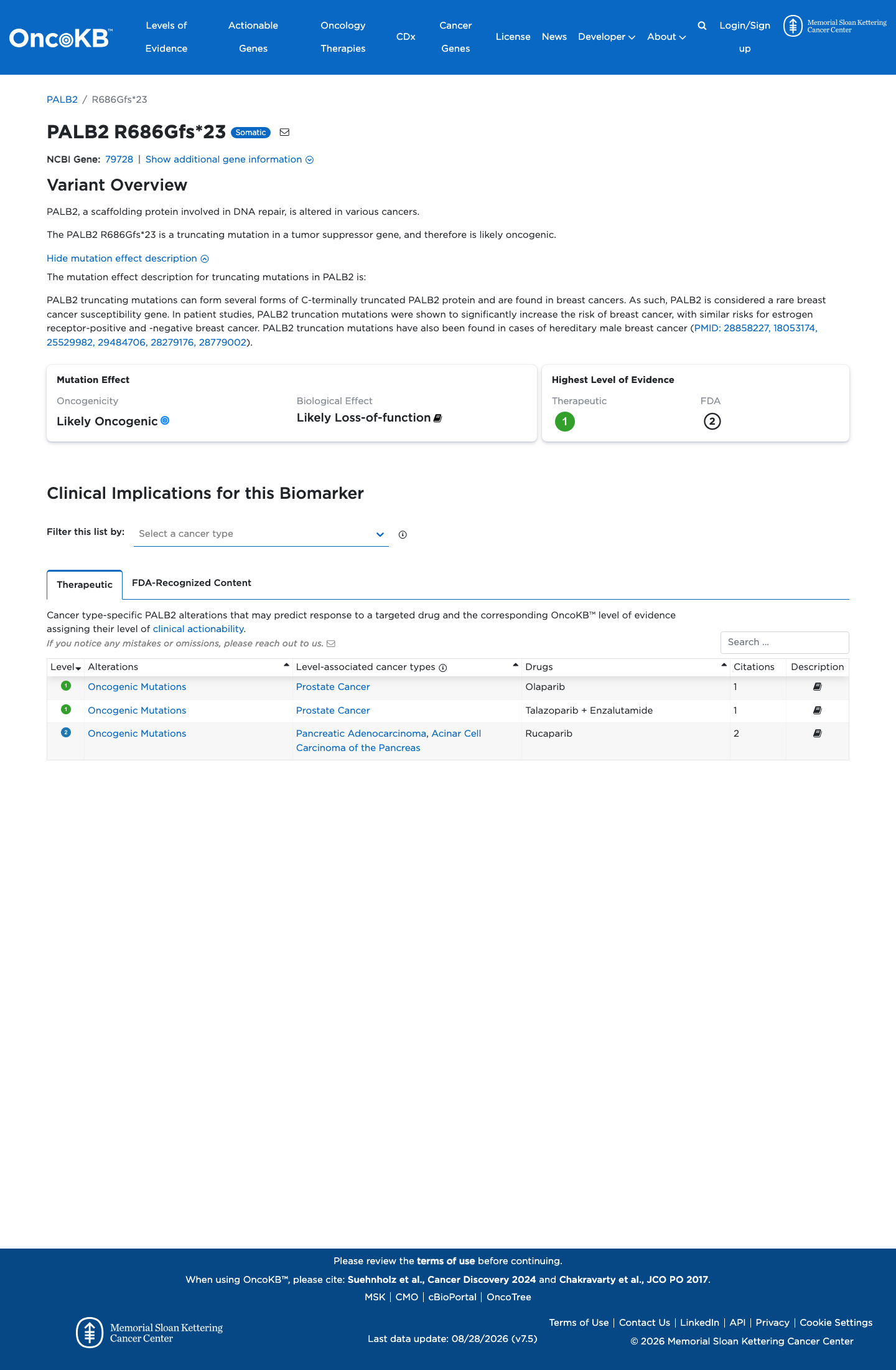 Functional / OncoKB screenshot