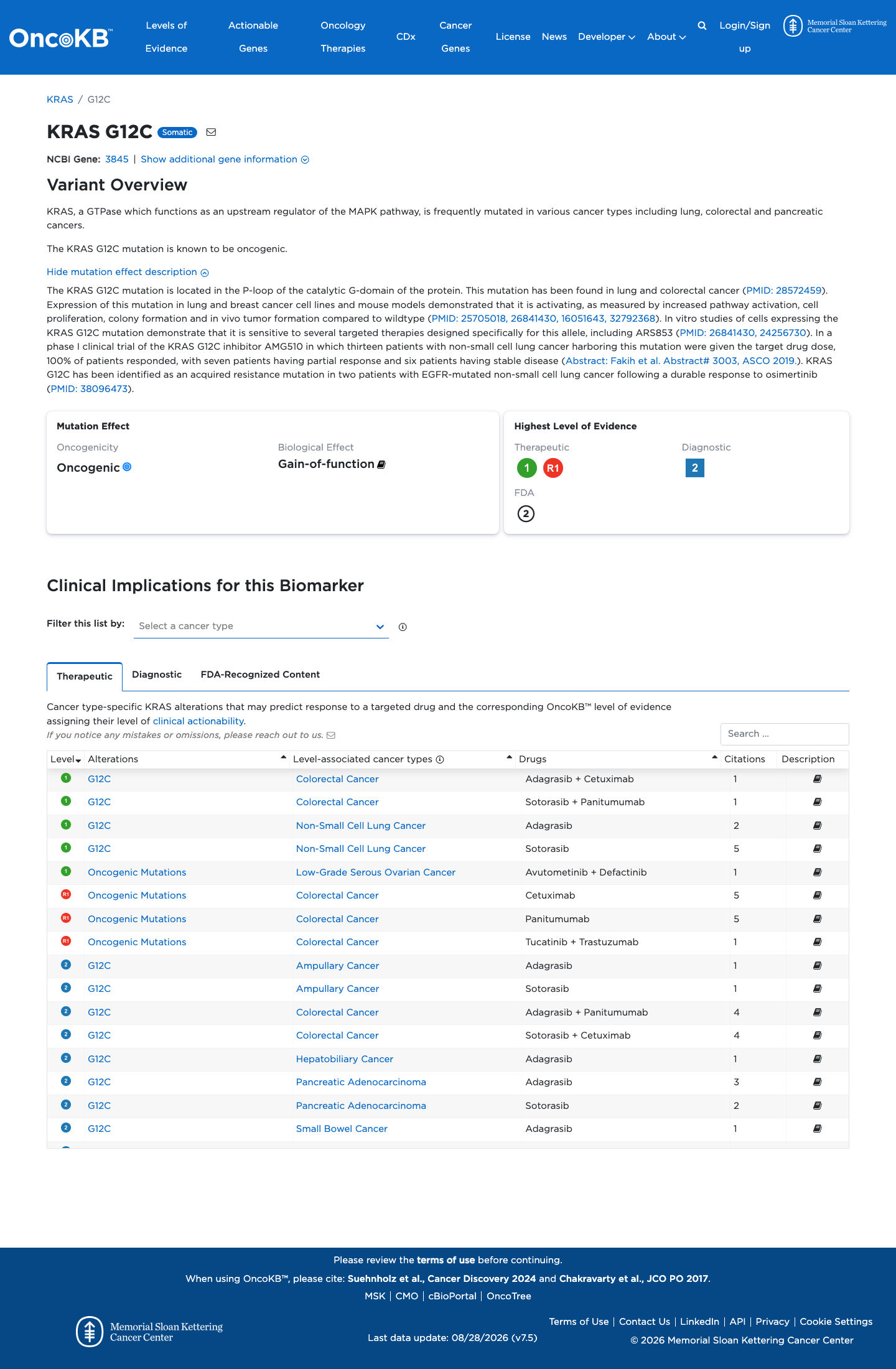 Functional / OncoKB screenshot