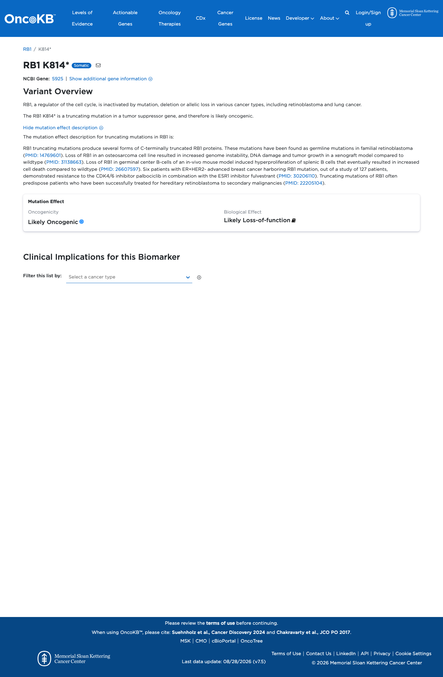 Functional / OncoKB screenshot