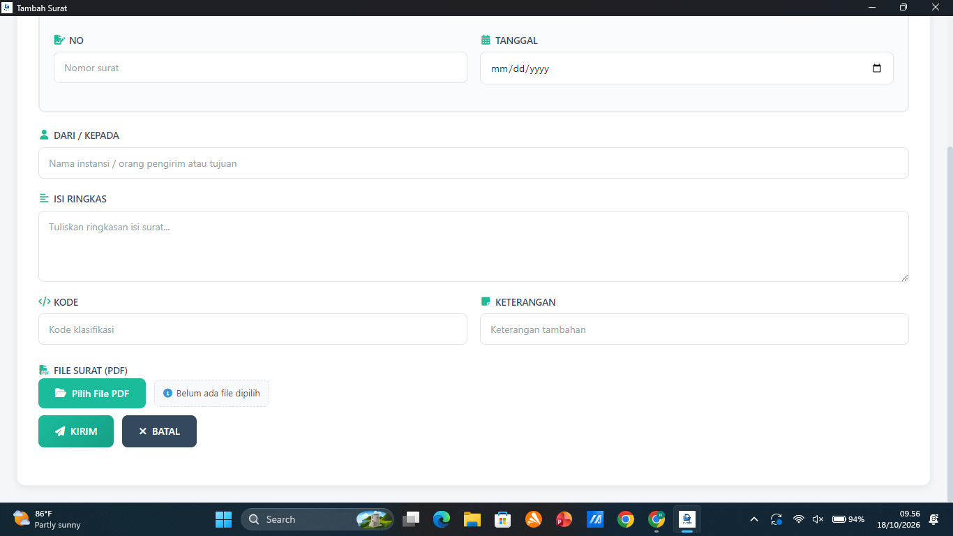 E-Arsip Surat - Aplikasi Desktop Manajemen Arsip Surat (Offline) screenshot 2