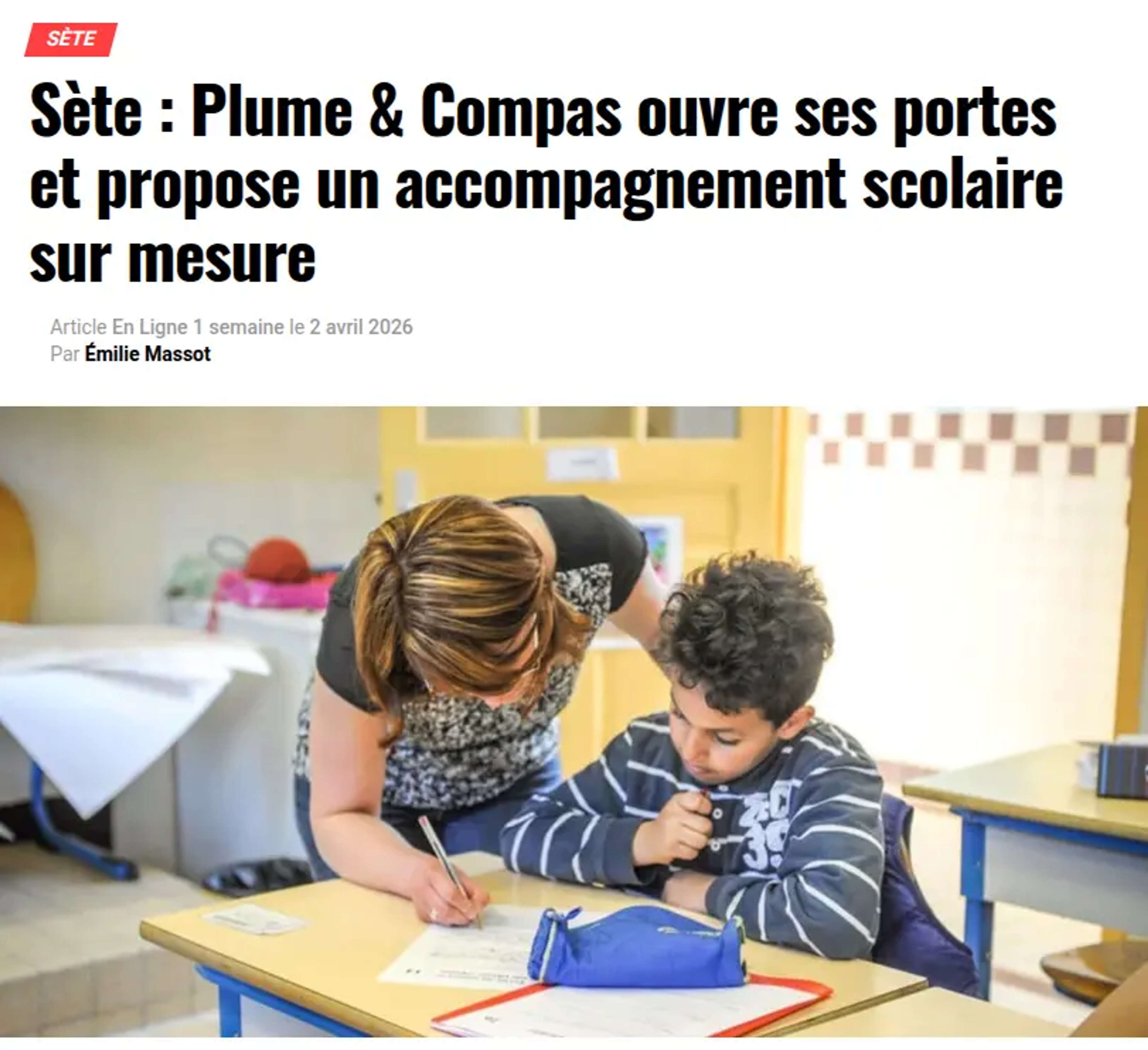Le Singulier consacre un article à Plume & Compas, structure éducative de référence à Montpellier