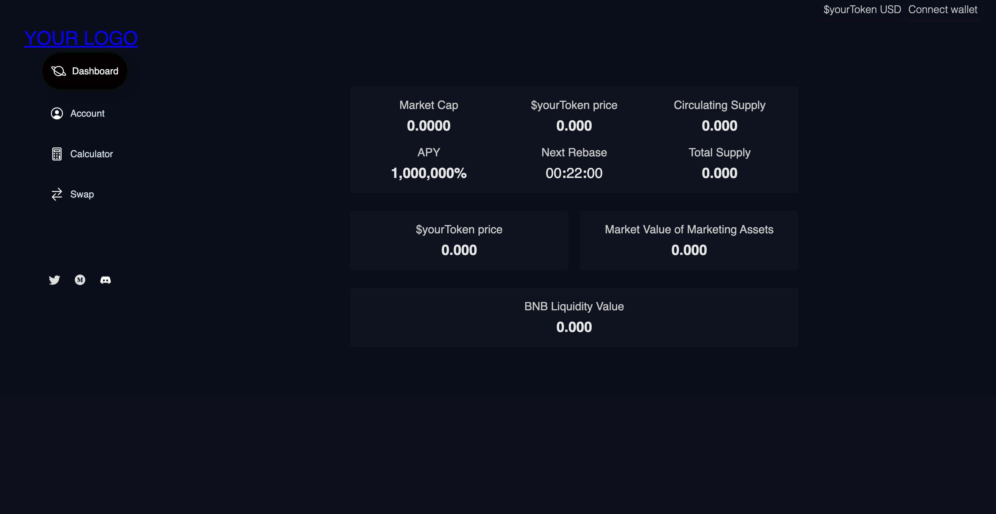 Autostaking Dapp with APY calculator and token smart contract with auto rebase