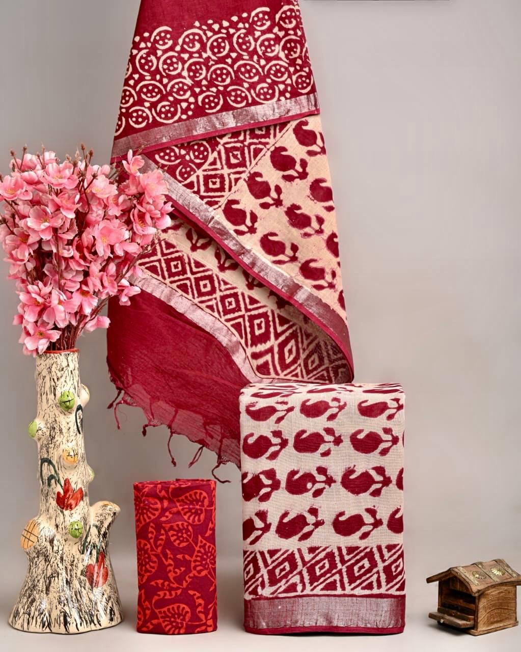 Linen Dupatta Cotton Suit (BG61)